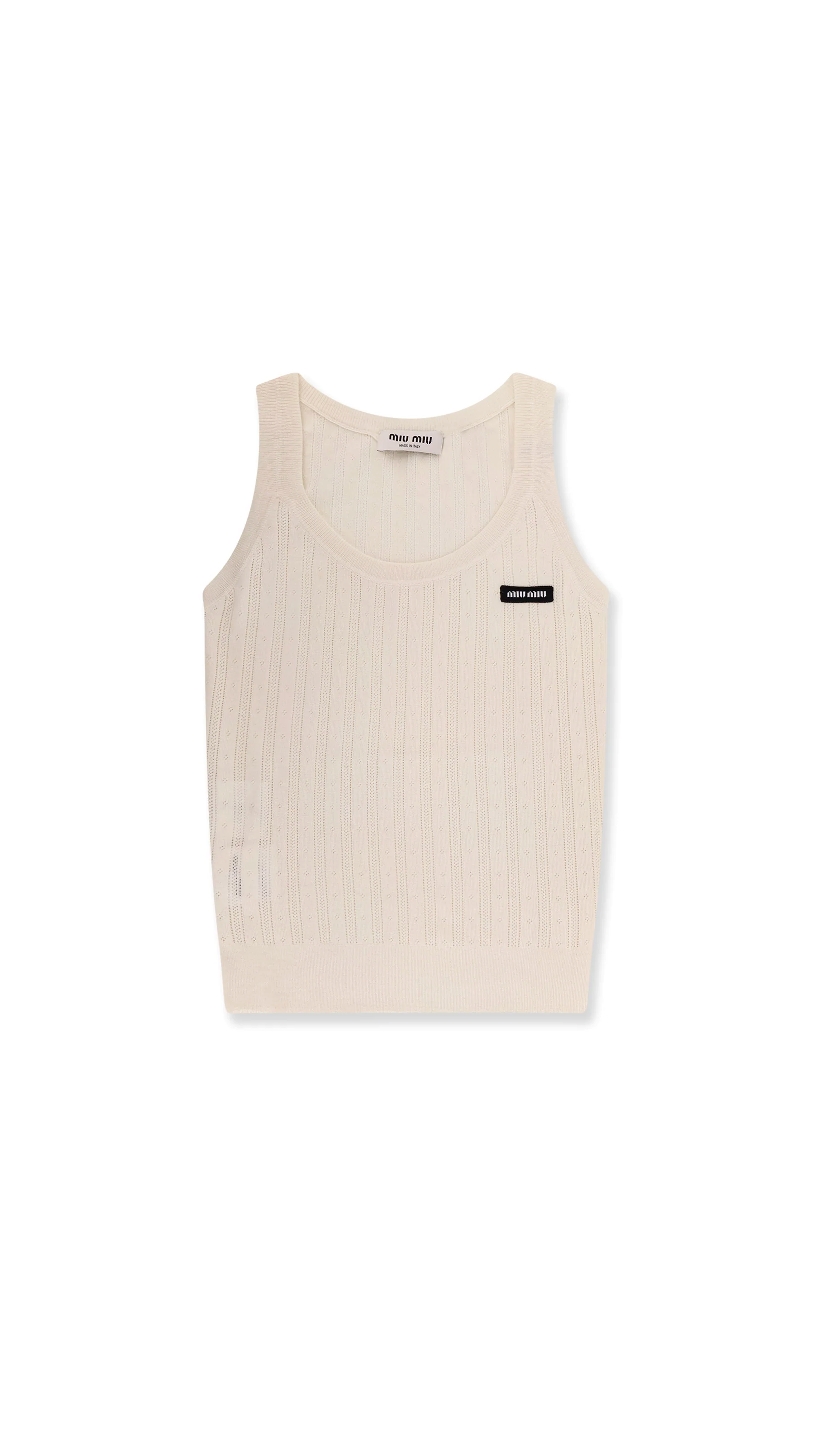 Perforated Cachemire And Silk Top - Ivory