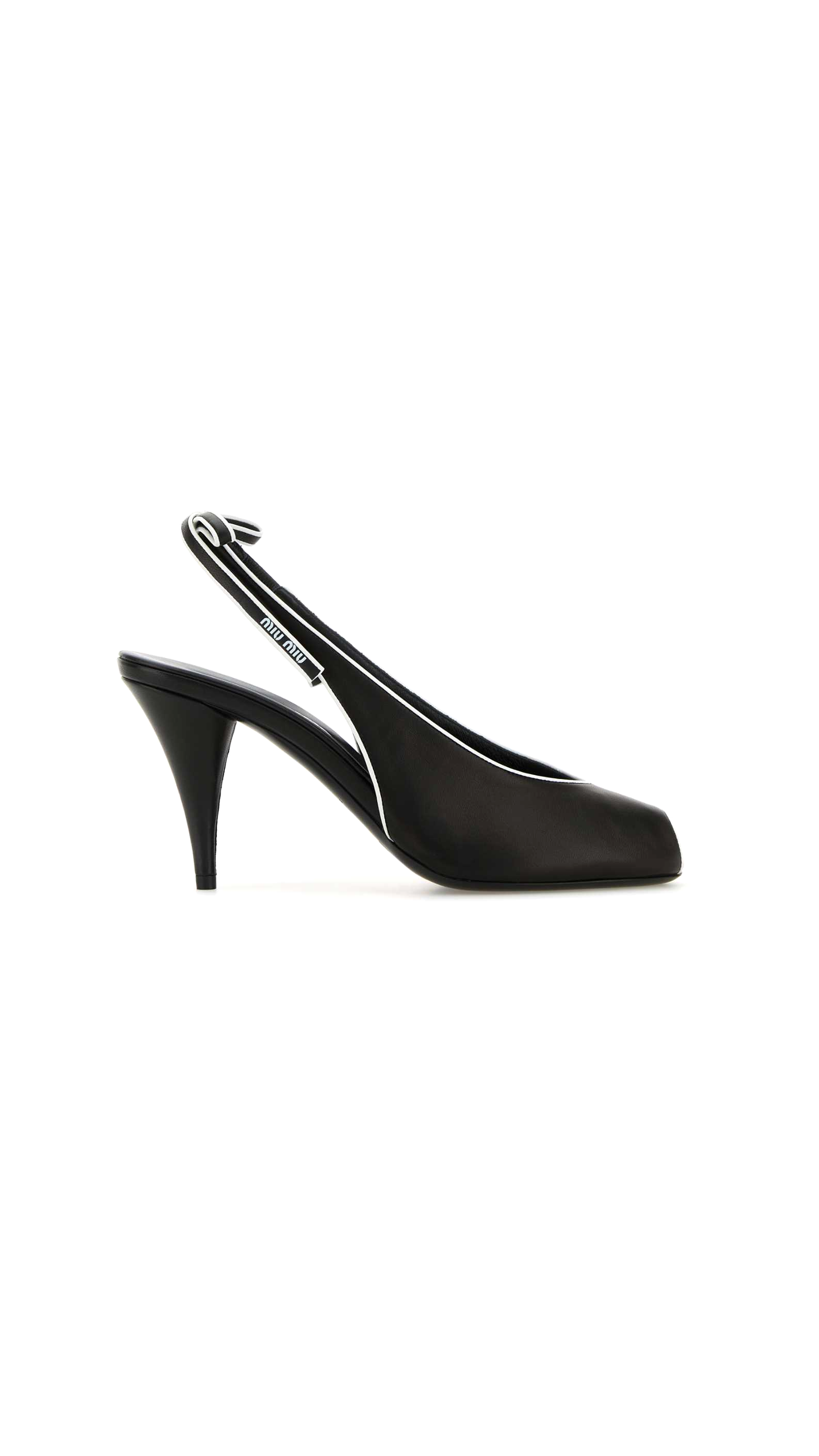 High-Heeled Slingback Sandals - Black