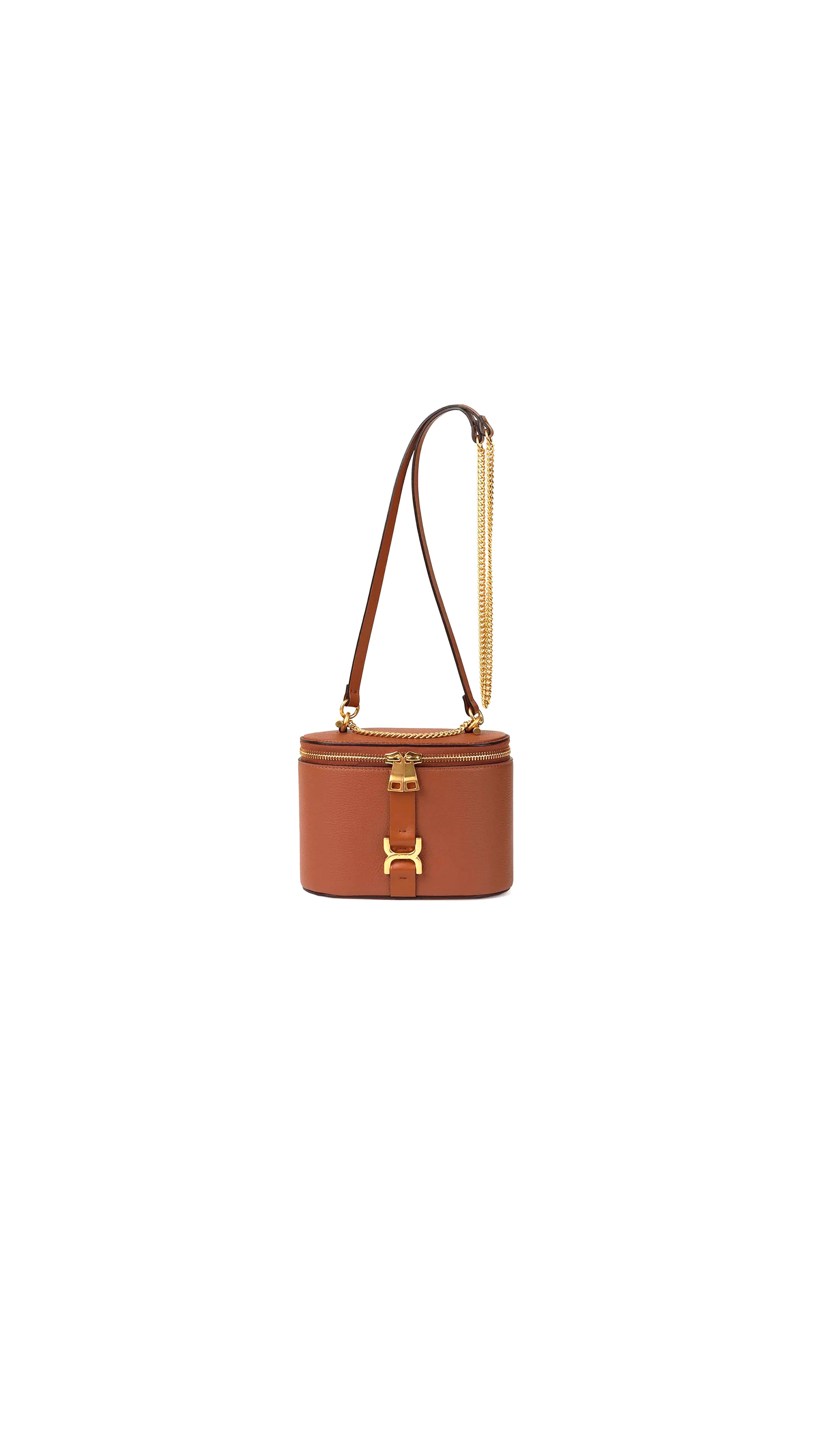 Mini Marcie Vanity on Chain in Grainy Leather - Tan