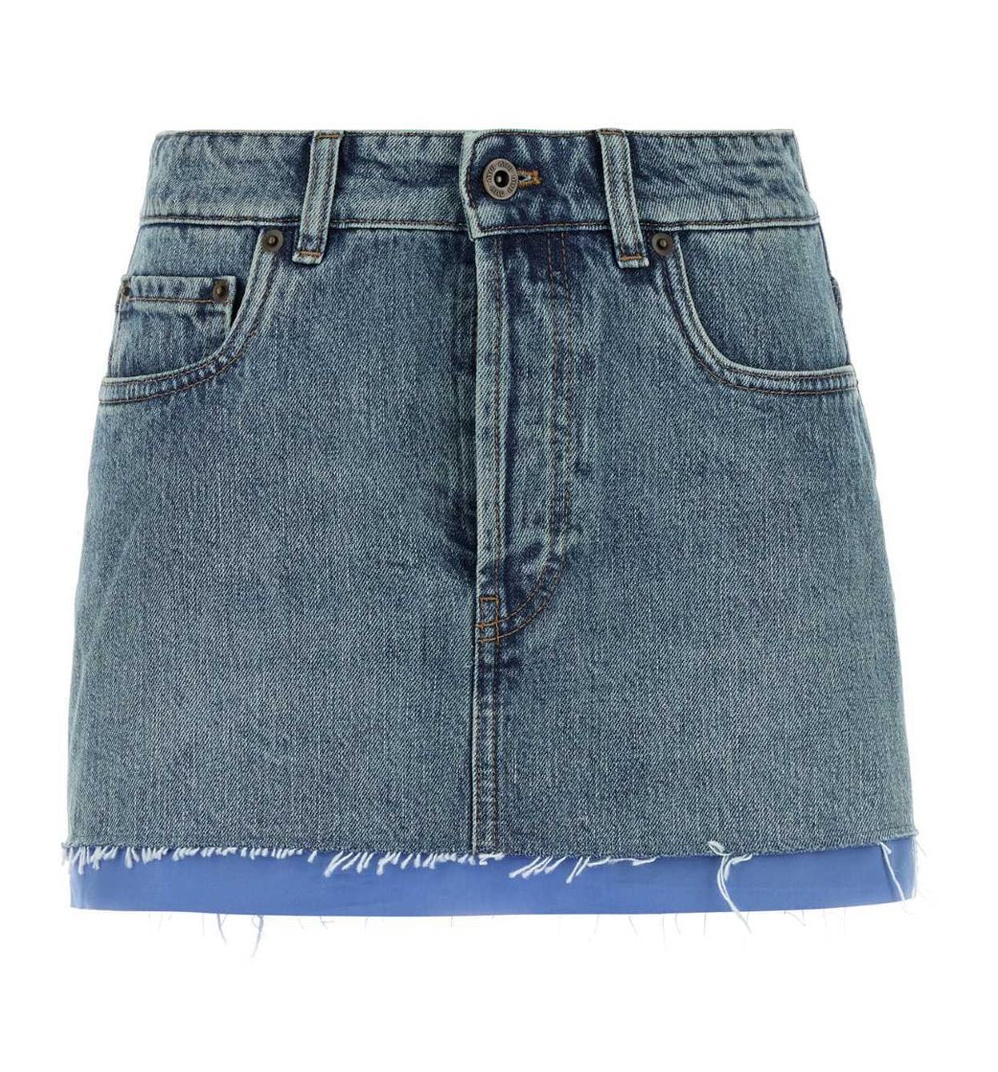 Denim and Poplin Miniskirt