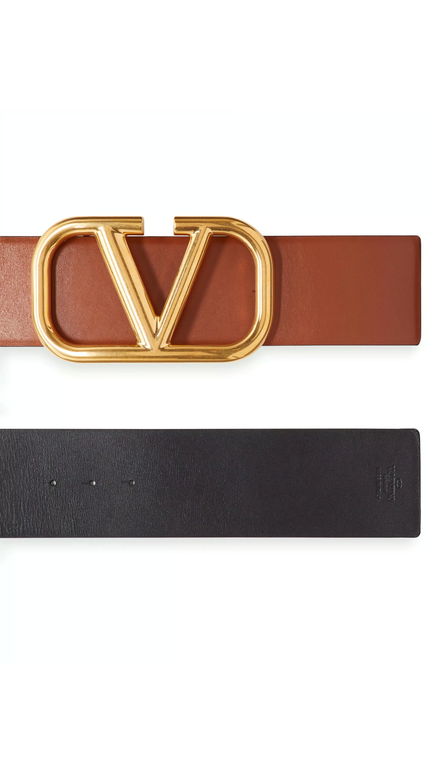 Reversible VLogo Signature Belt in Glossy Calfskin 70MM - Black / Brown