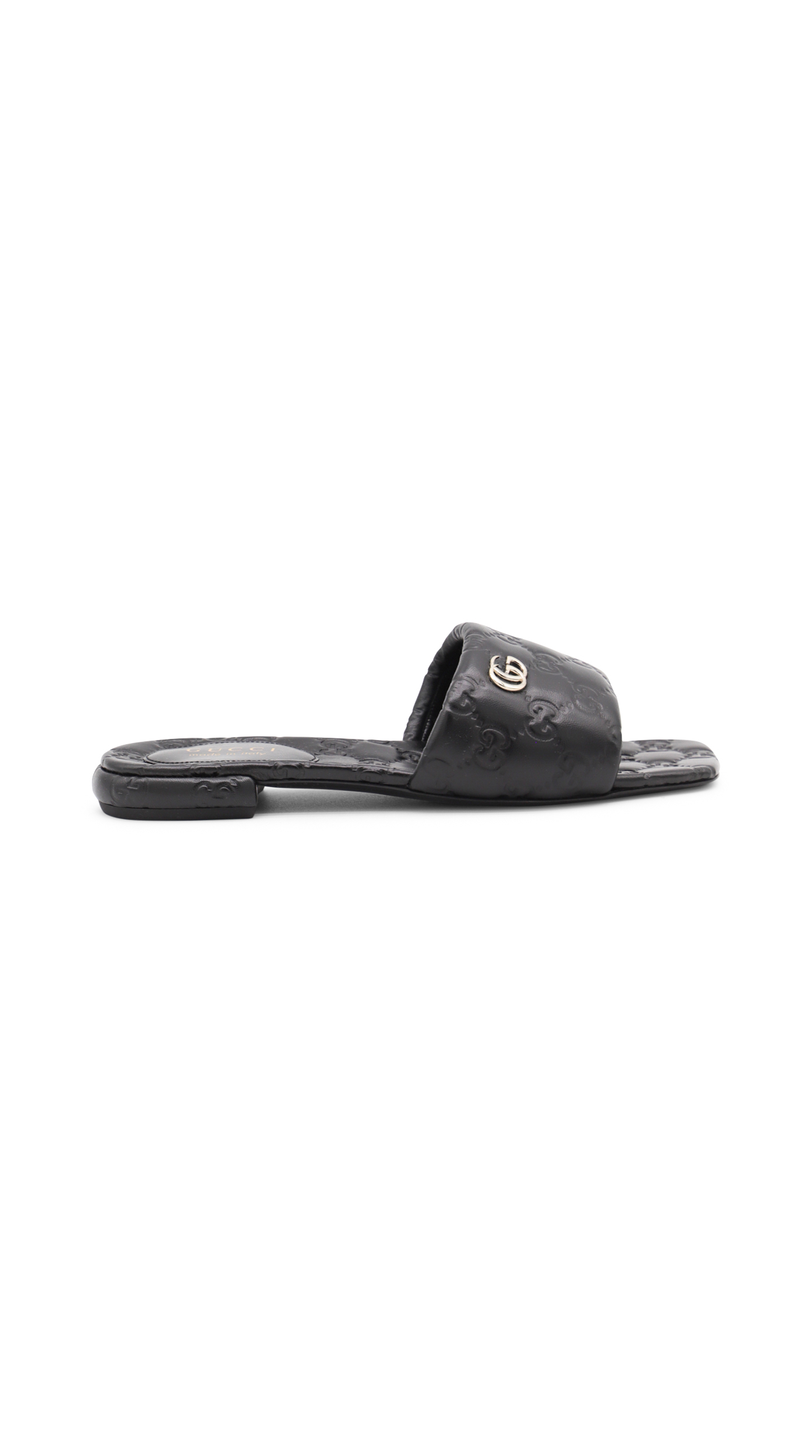 Slide Sandal with Double G - Black