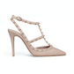 Rockstud Ankle Strap Pump with Tonal Studs 100MM - Poudre