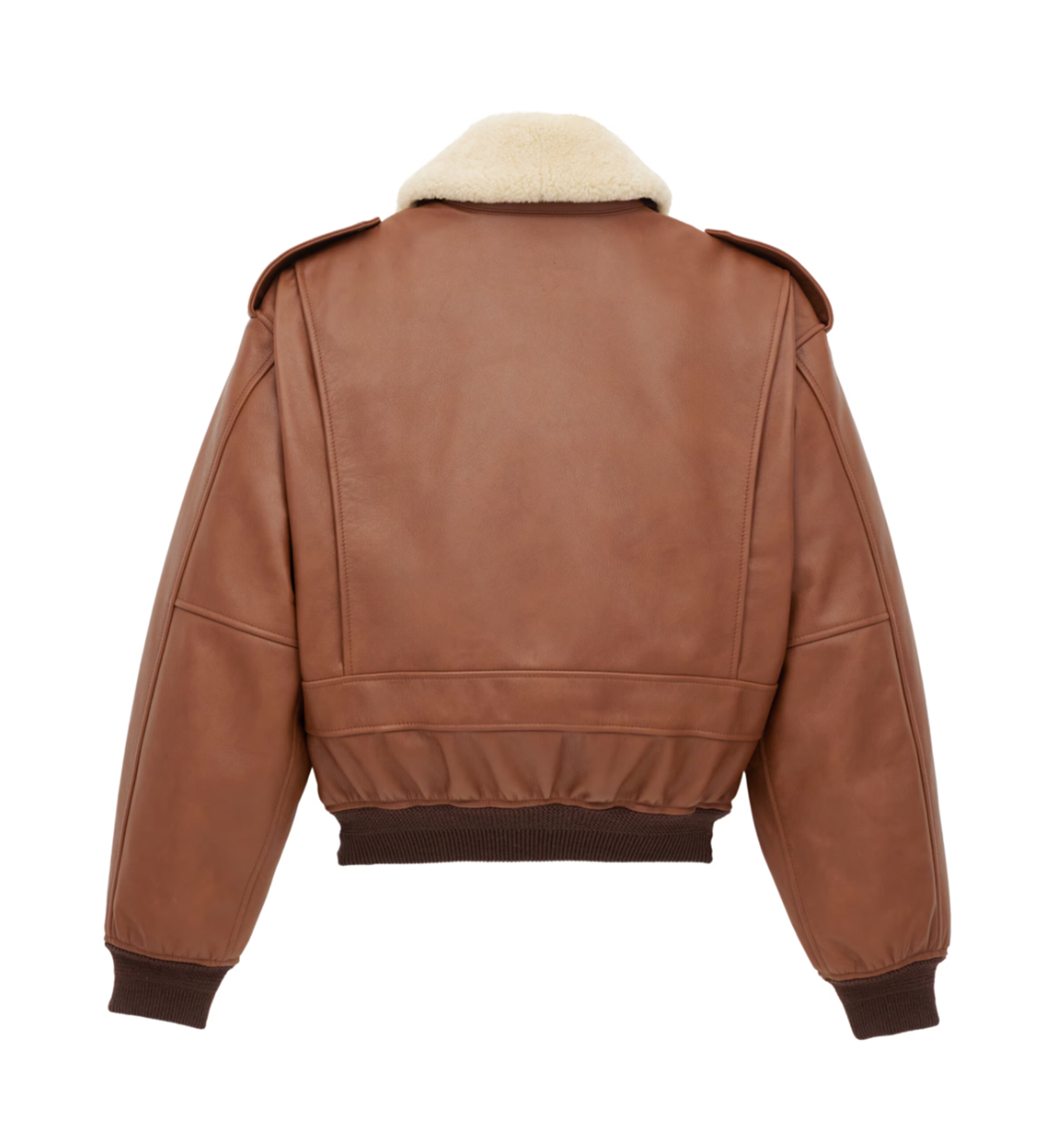 bomber Jacket in Grained Leather and Shearling