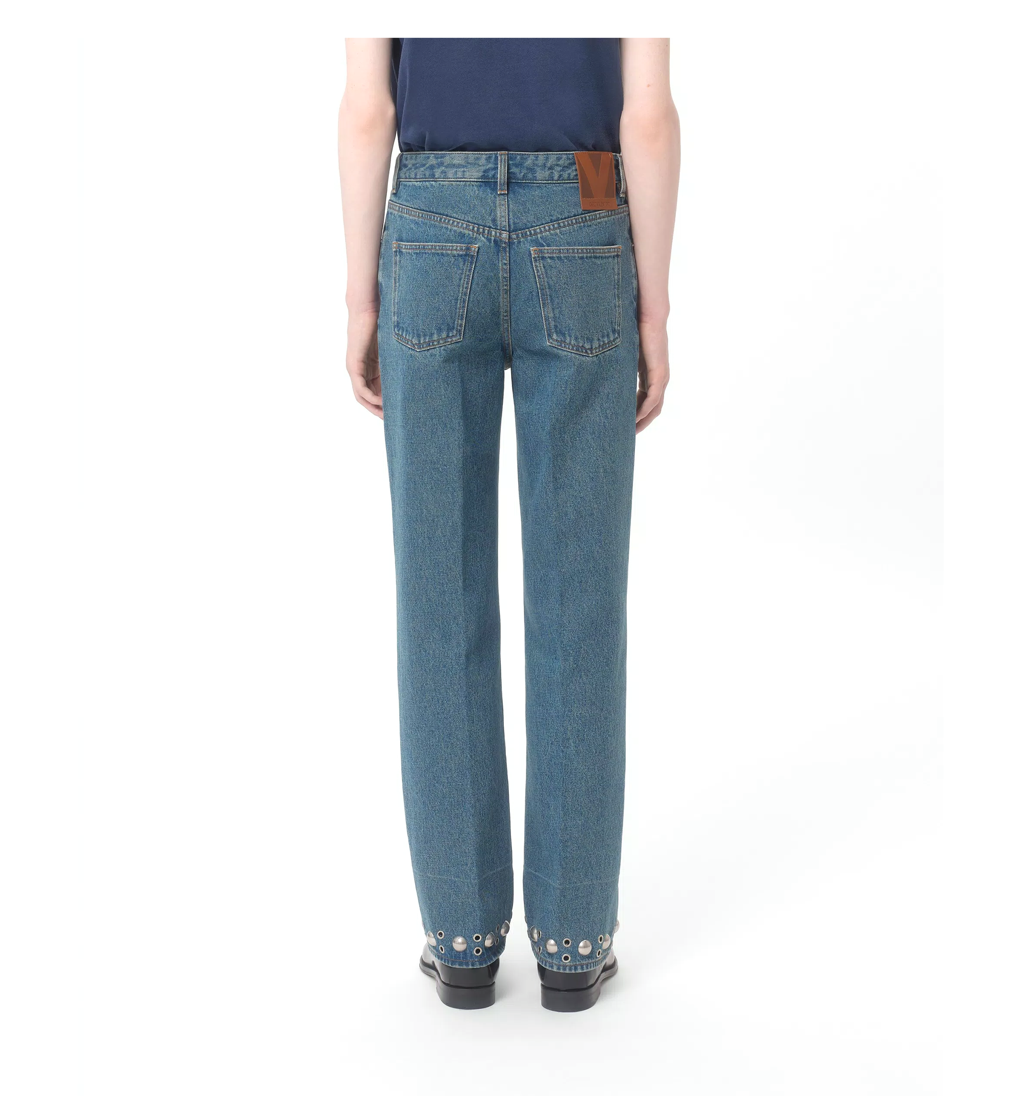Denim Pants With Cabochons