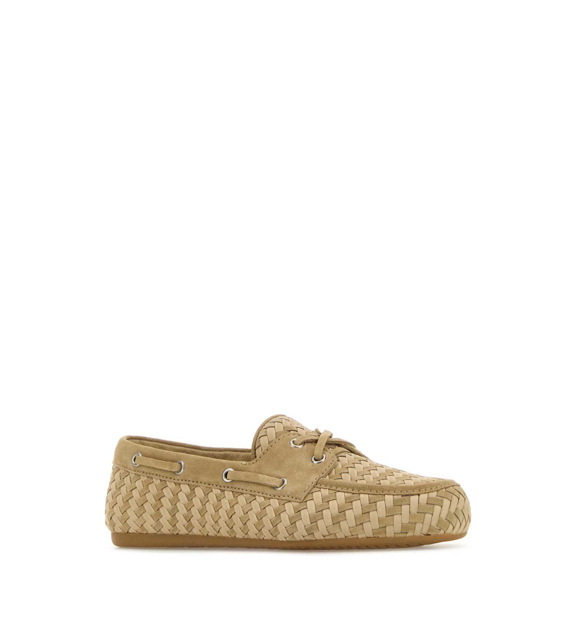 Bow Woven Suede & Leather Boat Shoes