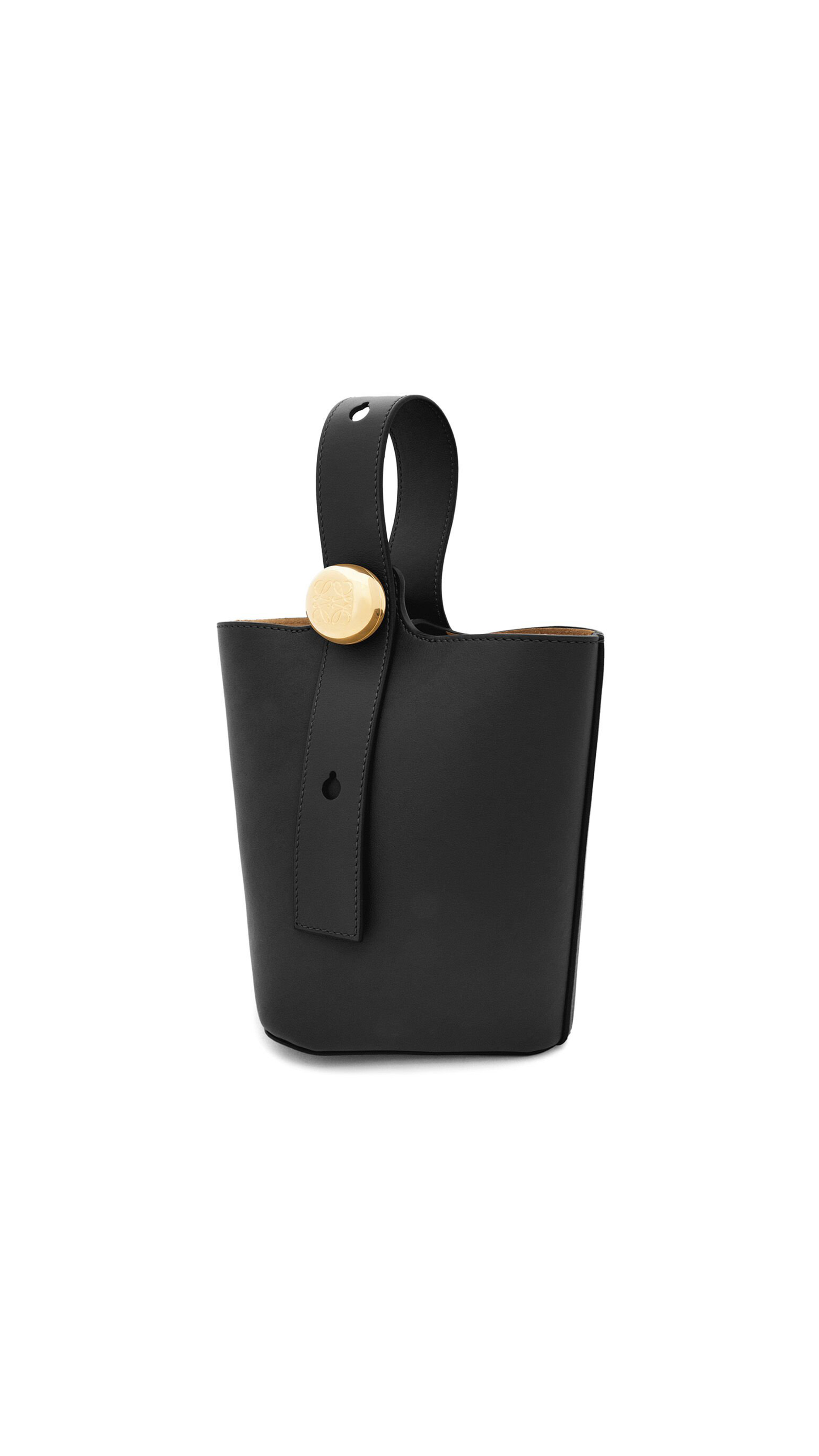 Mini Pebble Bucket Bag in Mellow Calfskin