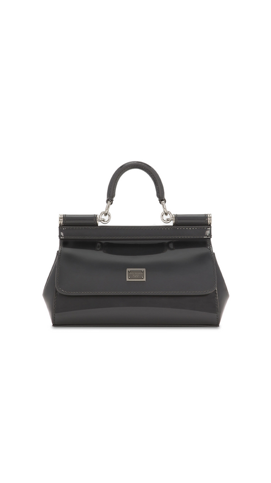 Small Sicily bag in Polished Calfskin - Grey