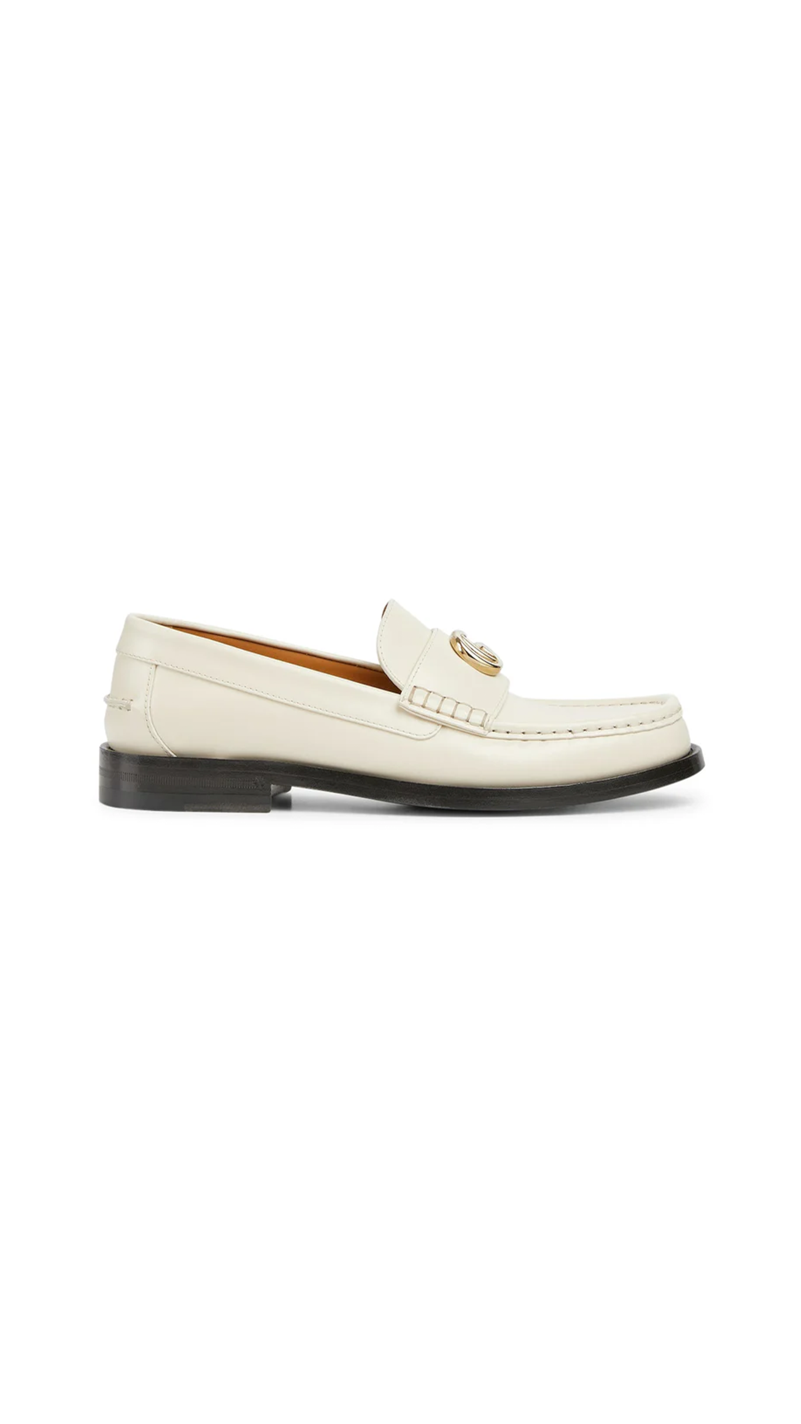 Loafer with Double G - White