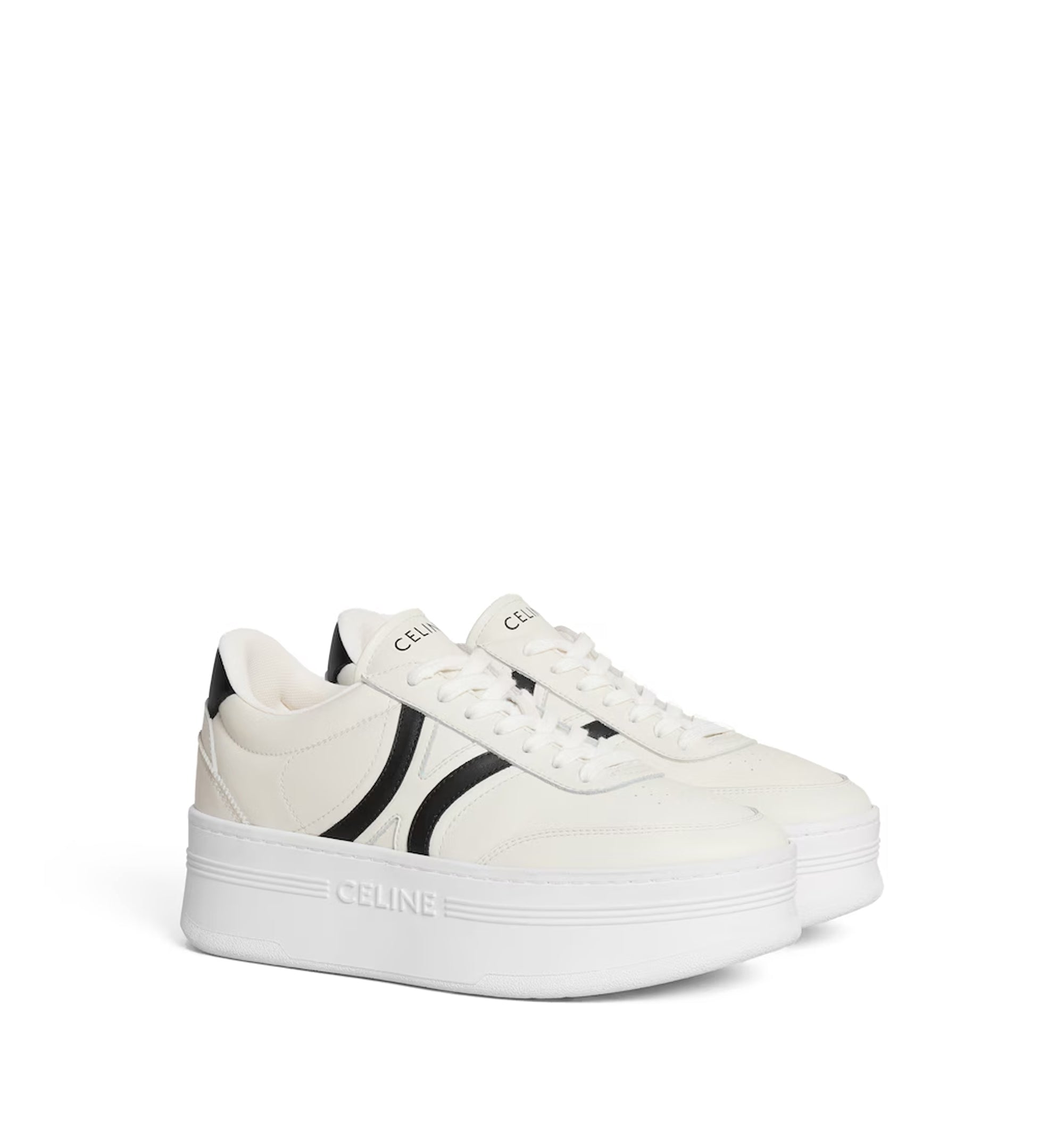 Block Sneakers With Back Triomphe And Wedge Outsole In Calfskin