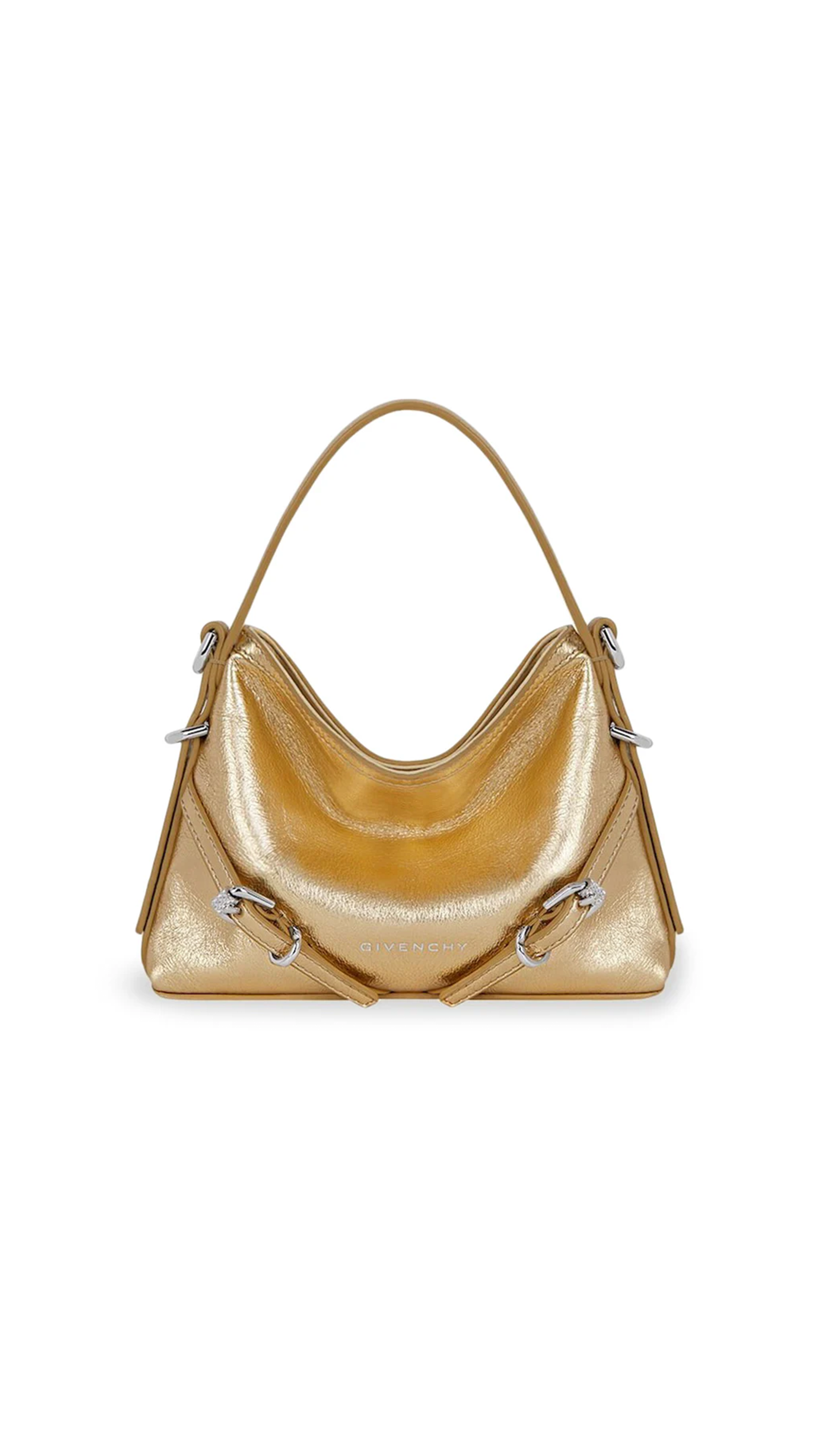 Nano Voyou Bag in Laminated Leather - Sandy Gold