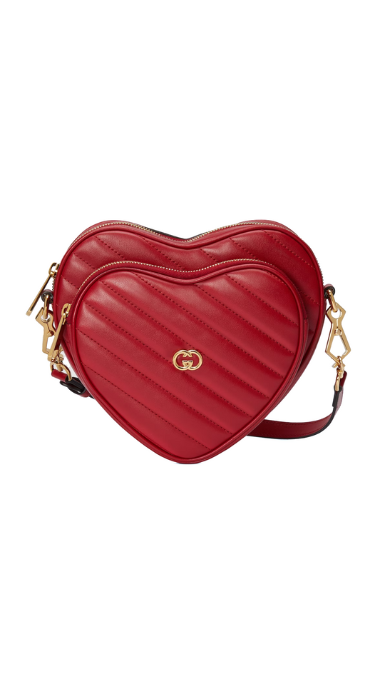 Interlocking G Mini Heart Shoulder Bag - Red
