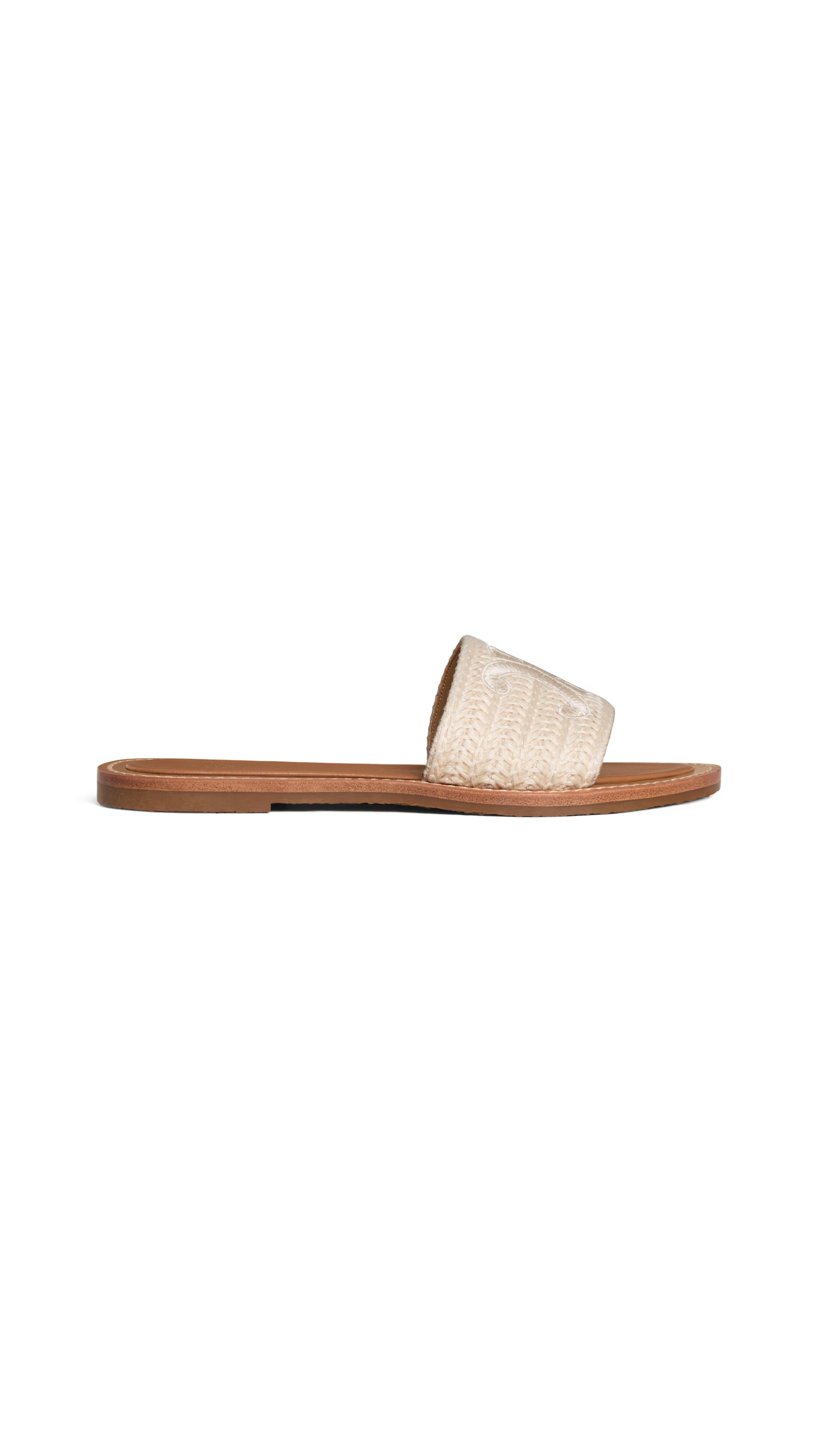 Lympia Mule in Embroidered Cotton Canvas - Light Beige