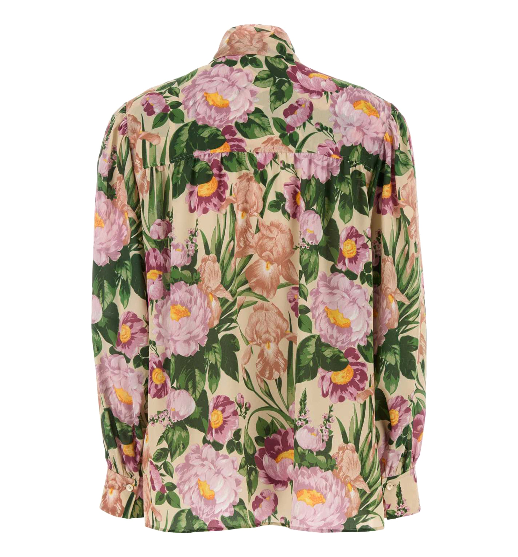 Gathered Lavallière Blouse in Crêpe de Chine