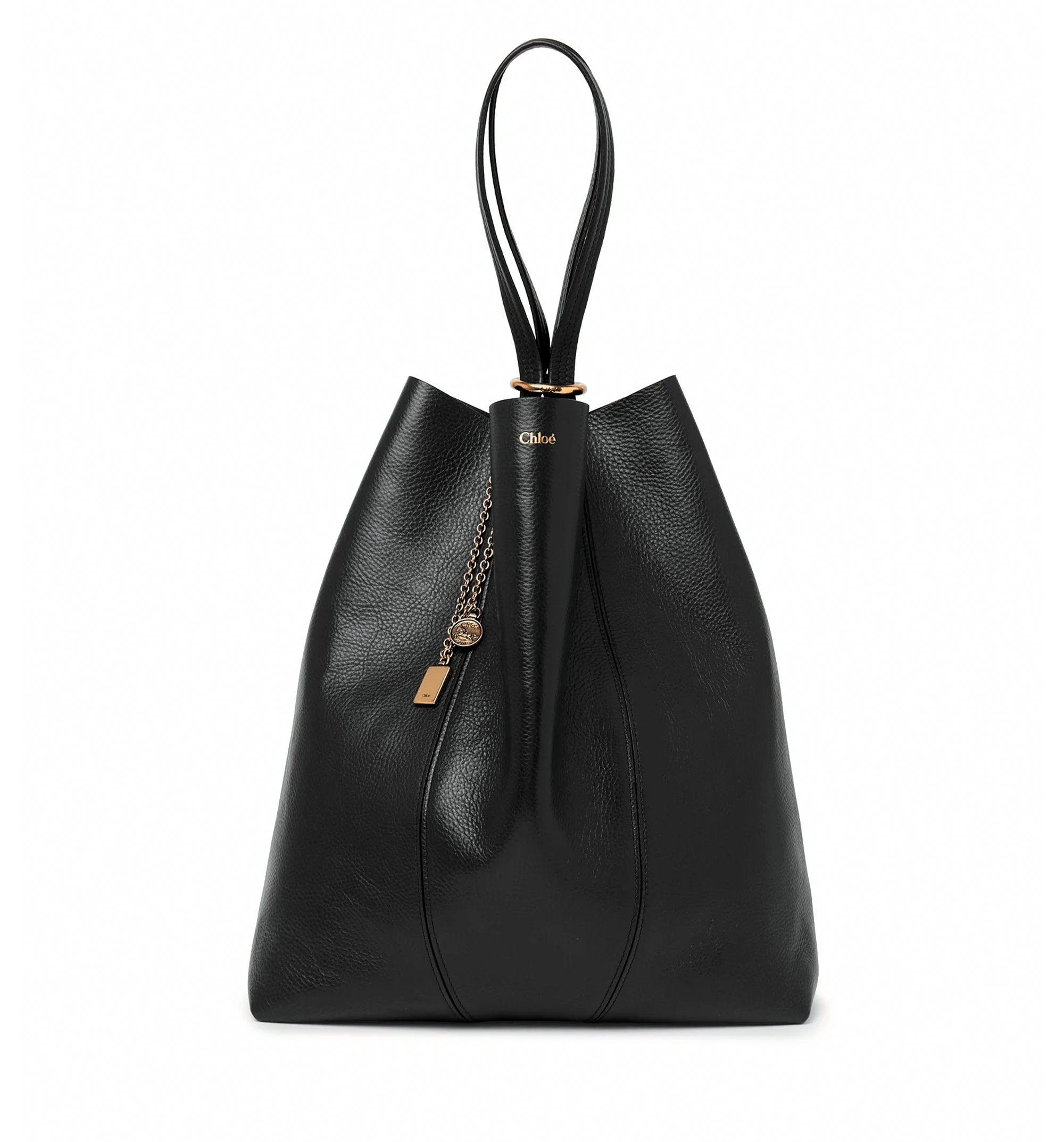 Large Chloé Spin Tote Bag in Grained Leather