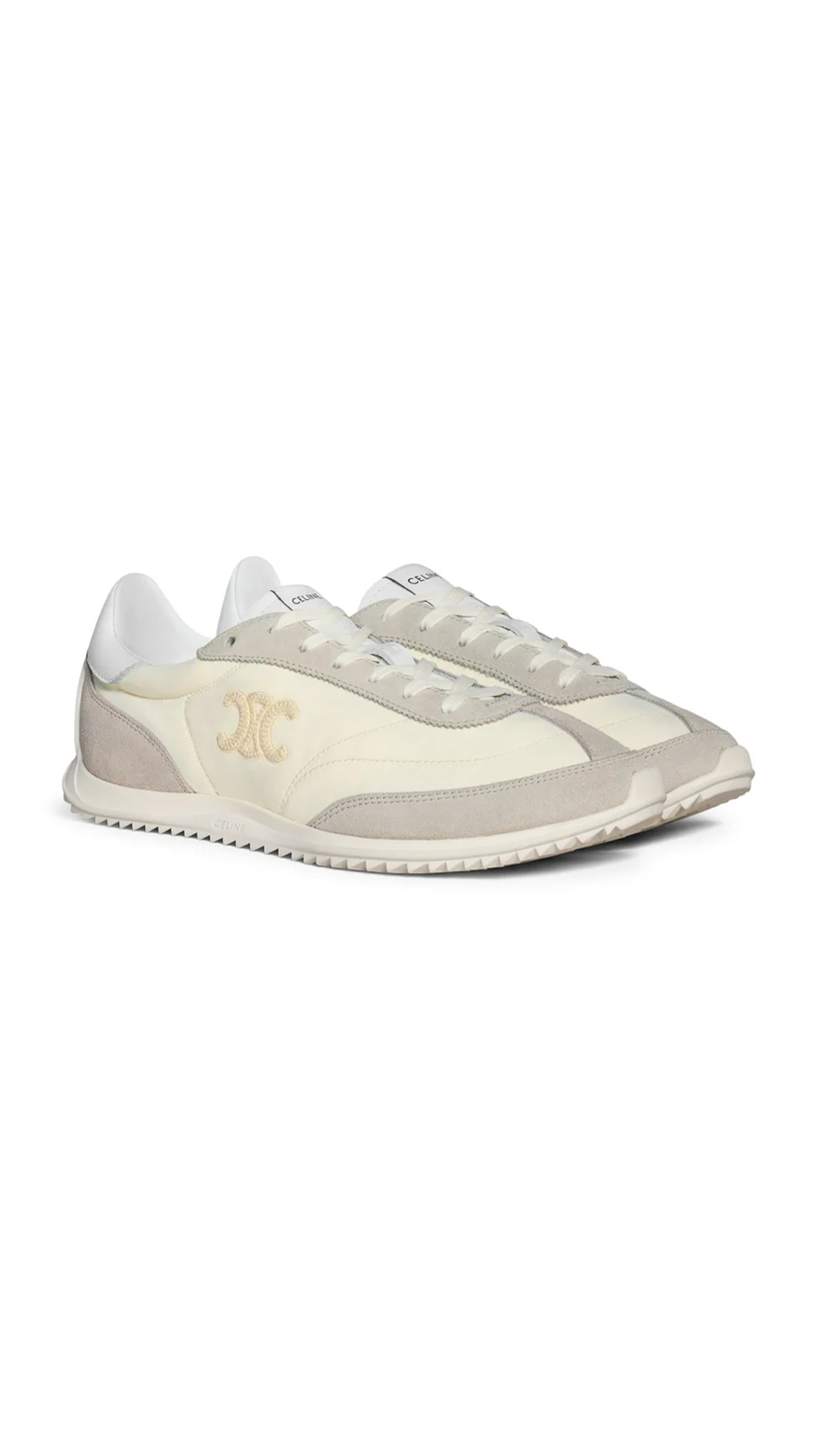 Racer Low Top Sneaker in Nylon, Suede and Calfskin - Vanilla