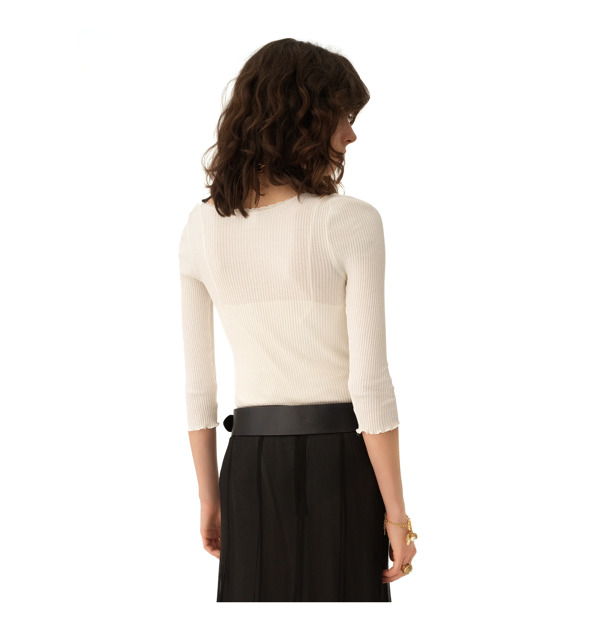 Scoop-Neck Fitted Cardigan in Cotton