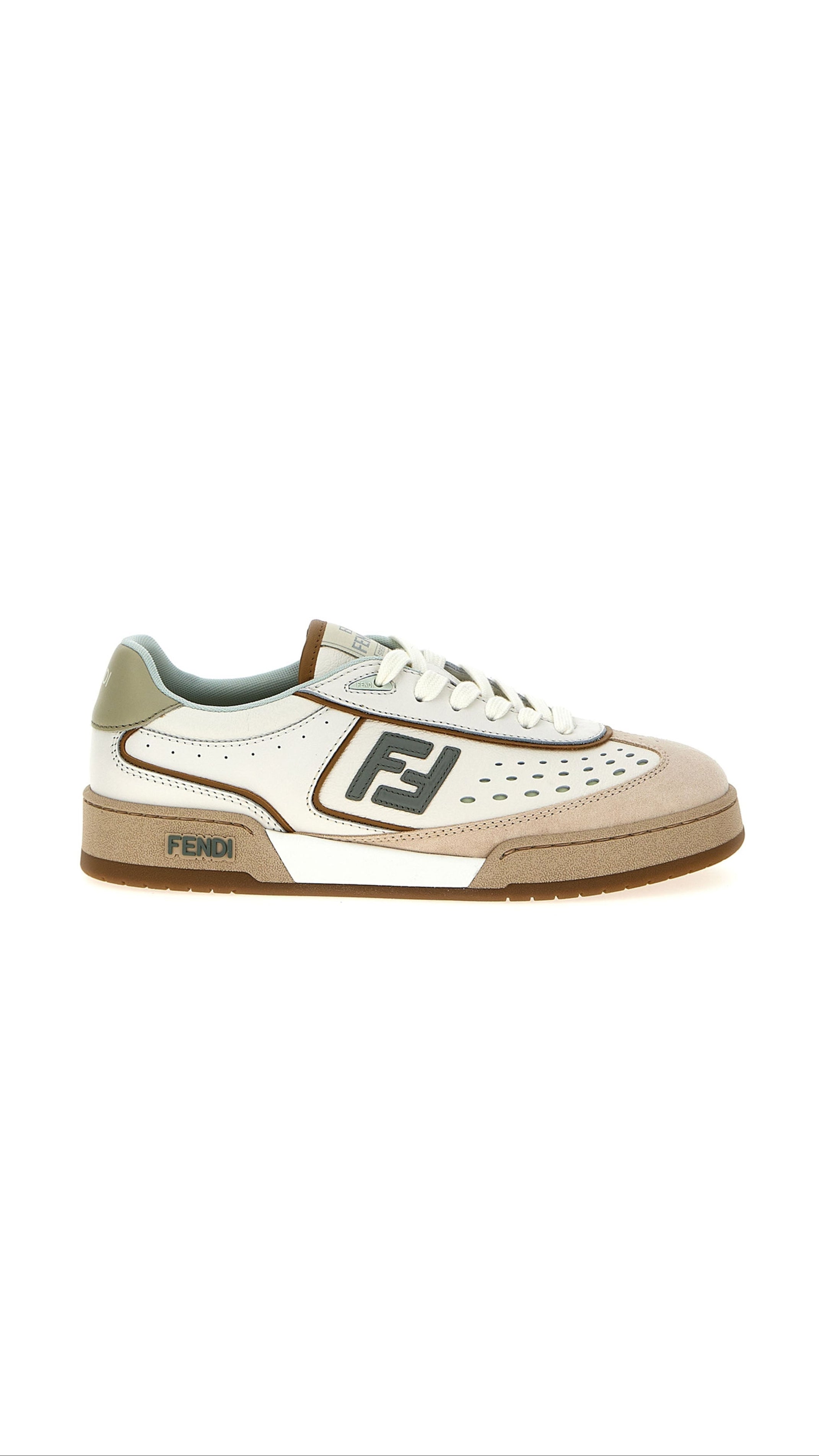 Fendi Match Suede Low-top Sneakers - Green/White