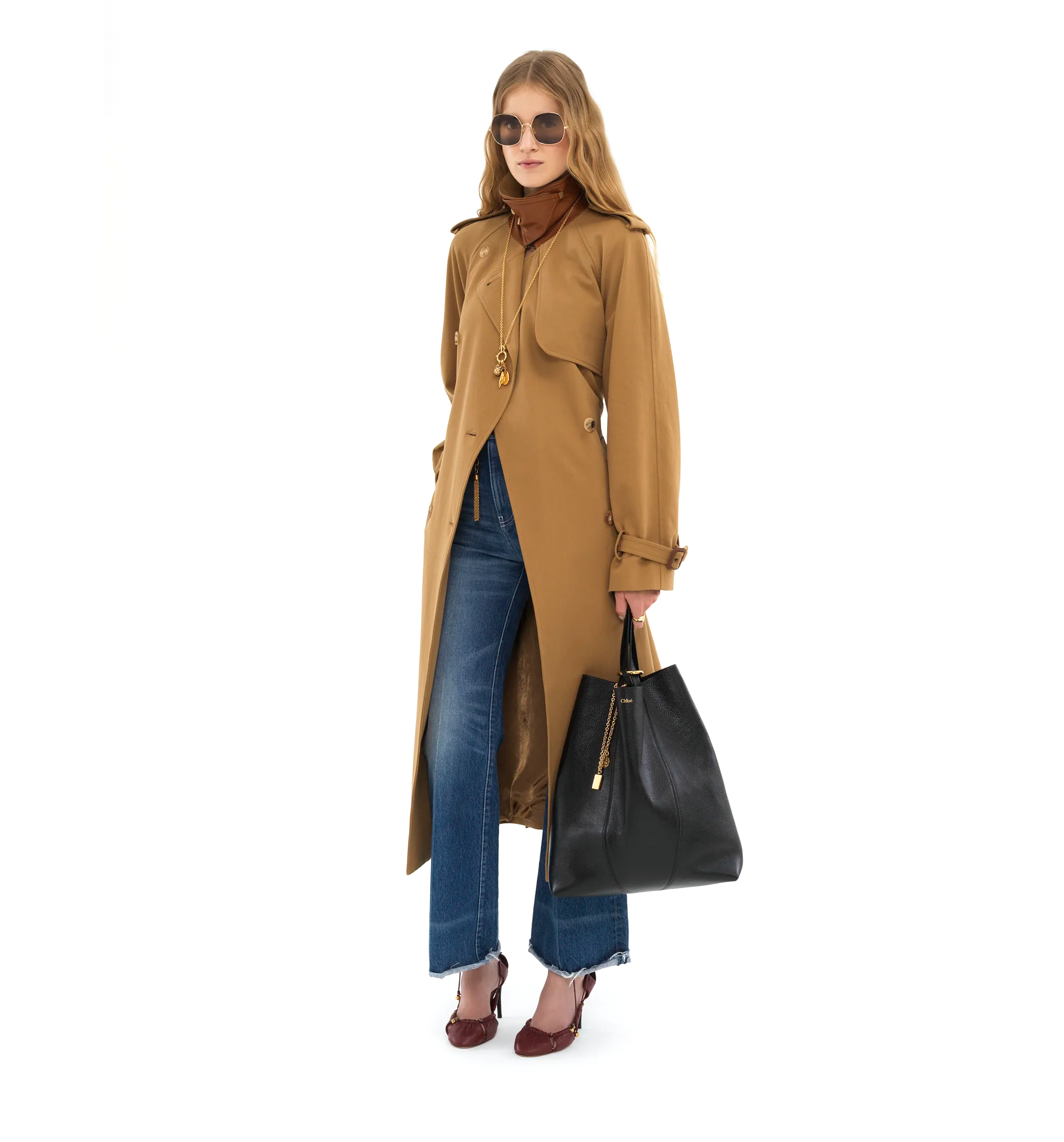 Large Chloé Spin Tote Bag in Grained Leather