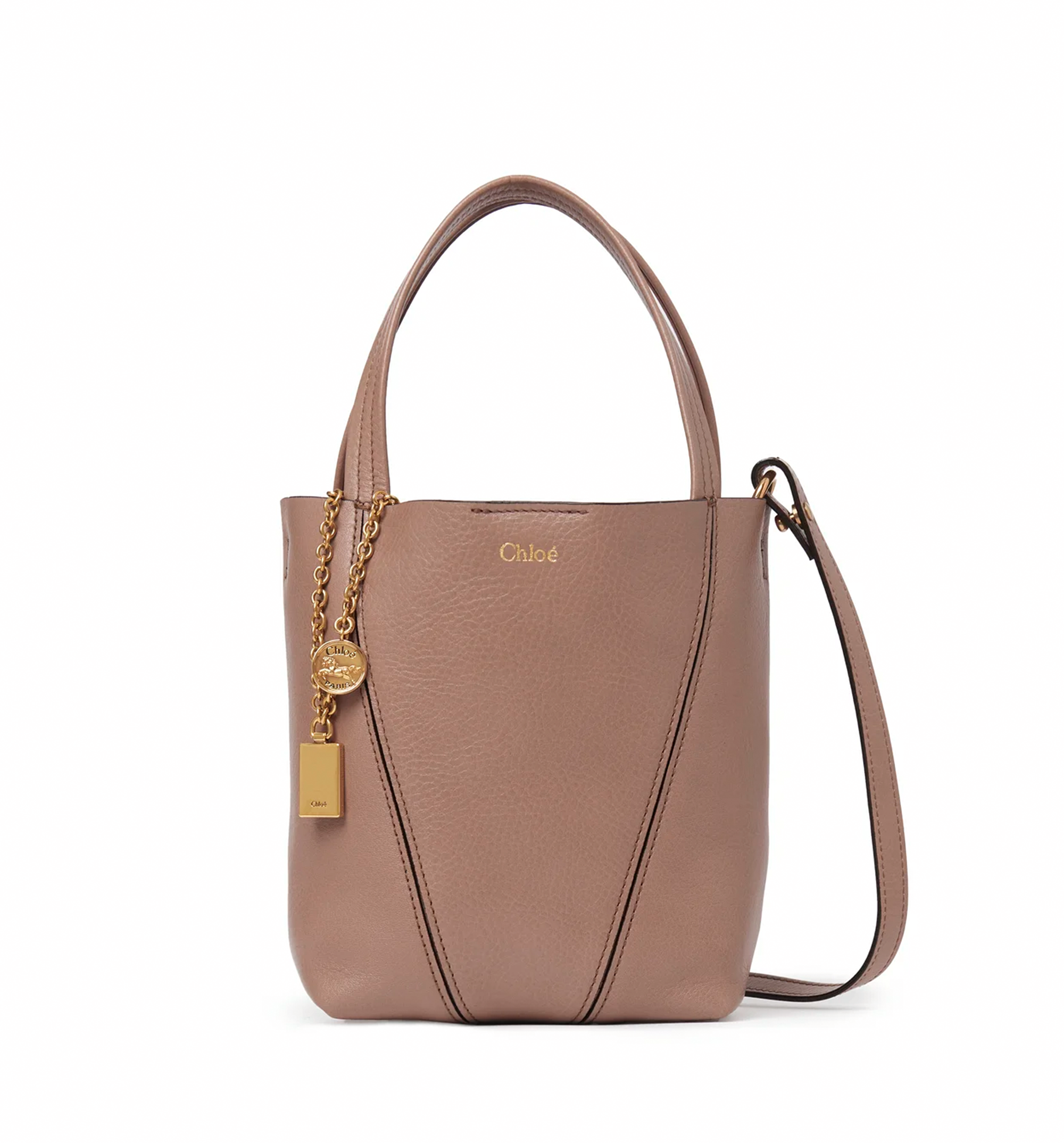 Small Chloé Spin Tote Bag in Grained Leather