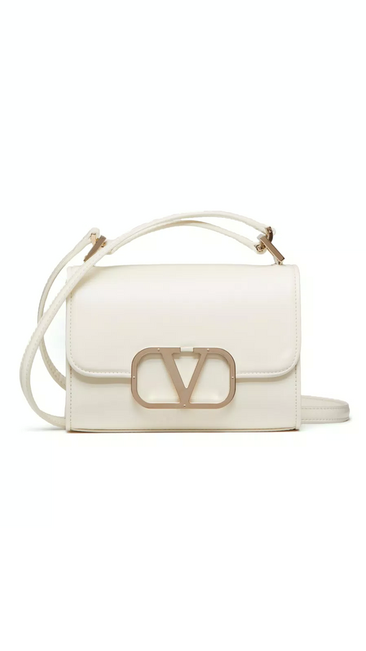 Small Vlogo Type Shoulder Bag in Calfskin - Ivory