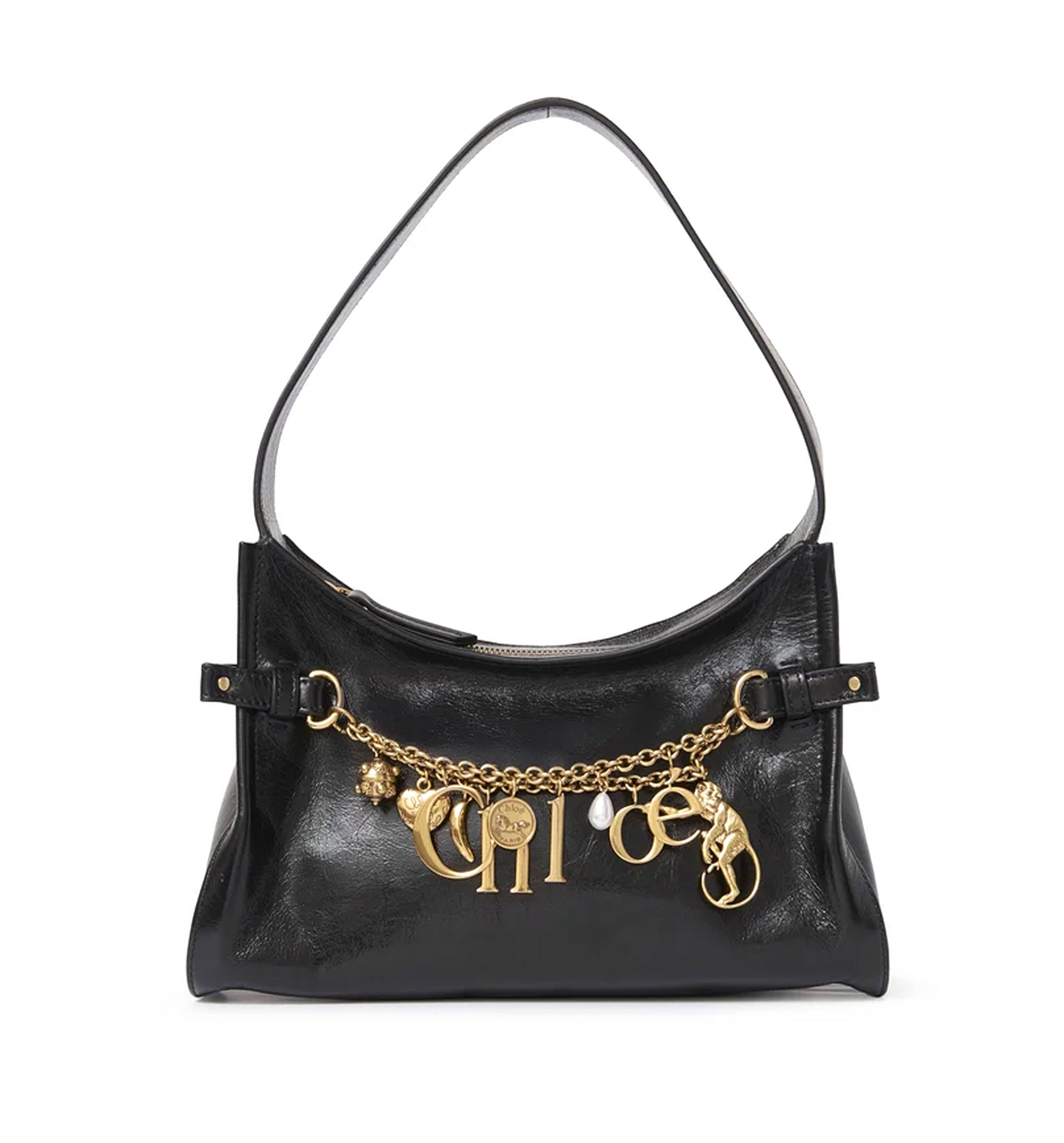 Chloé Charms Hobo Bag In Shiny Leather