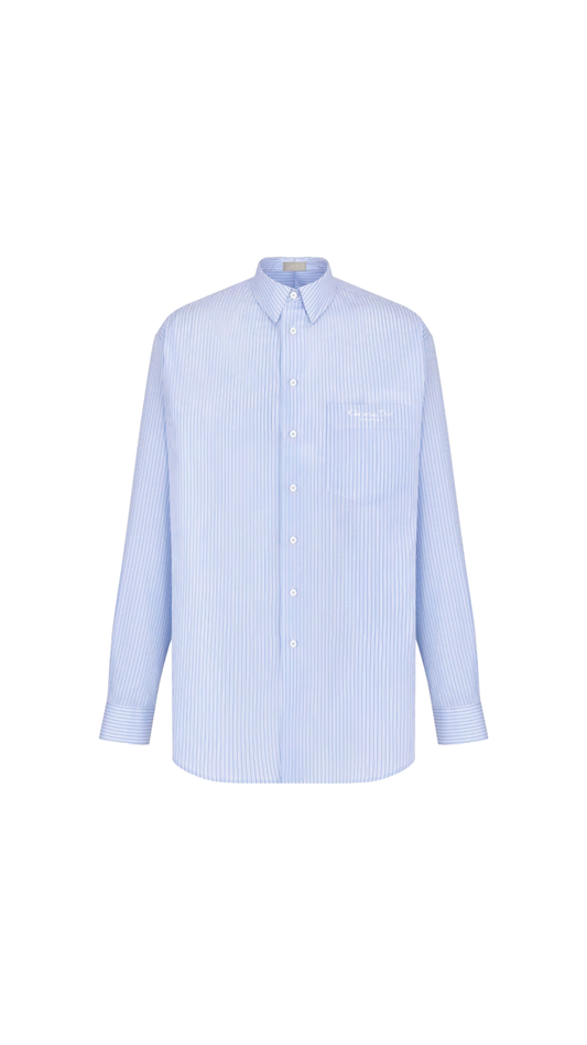 Striped Cotton Shirt - Light Blue