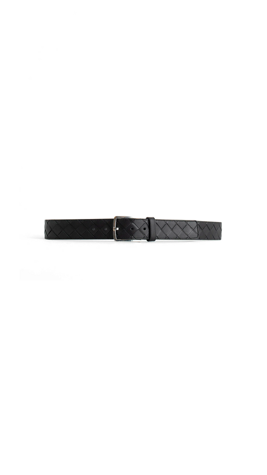 Intrecciato Leather Belt - Black