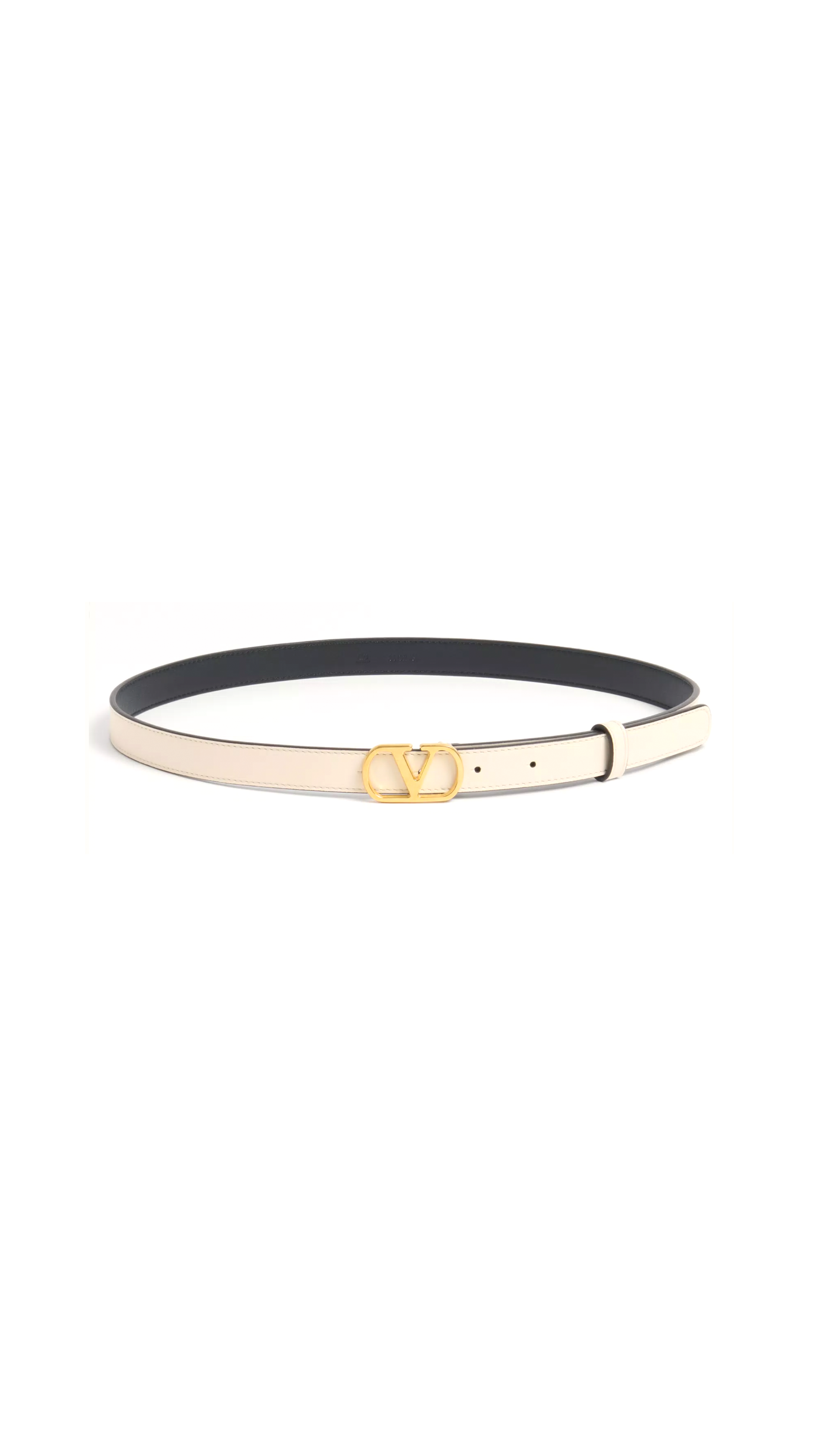 Valentino Garavani Vlogo Signature Belt in Shiny Calfskin 20MM - Butter/Black