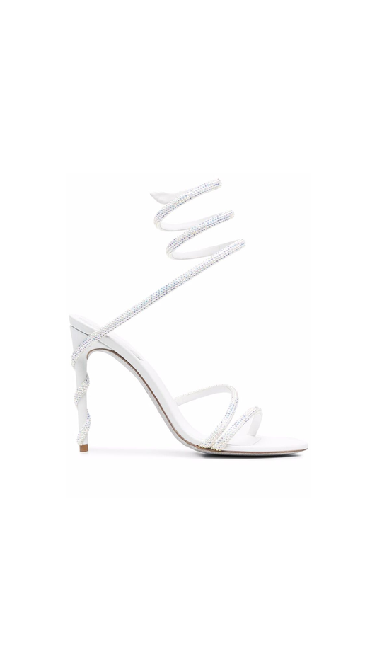 Margot 105 Crystal-Embellished Sandals - White