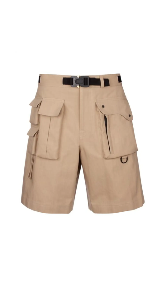 Detailed Belted Shorts - Beige