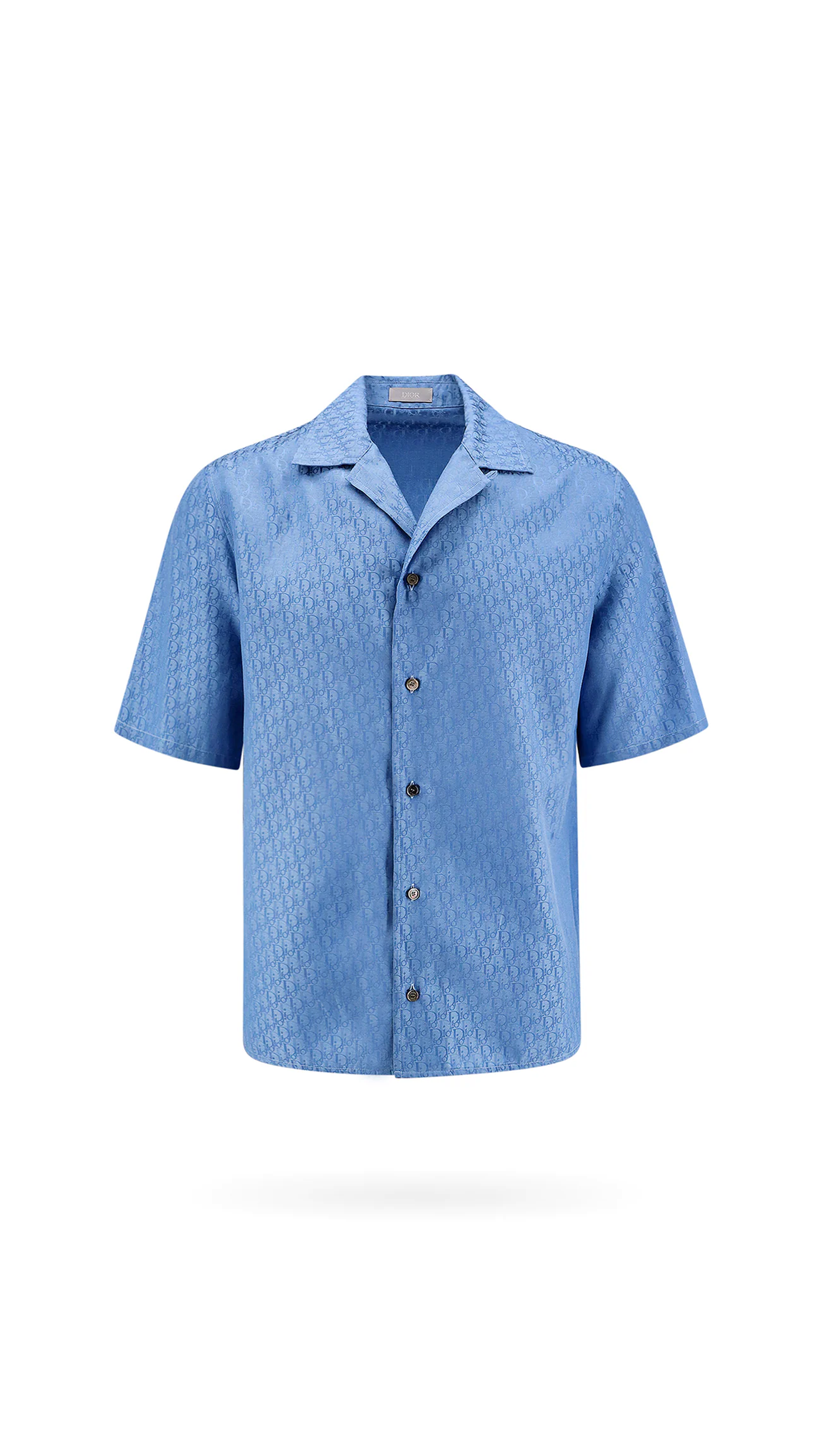 Dior Oblique Short-Sleeved Silk Shirt - Blue