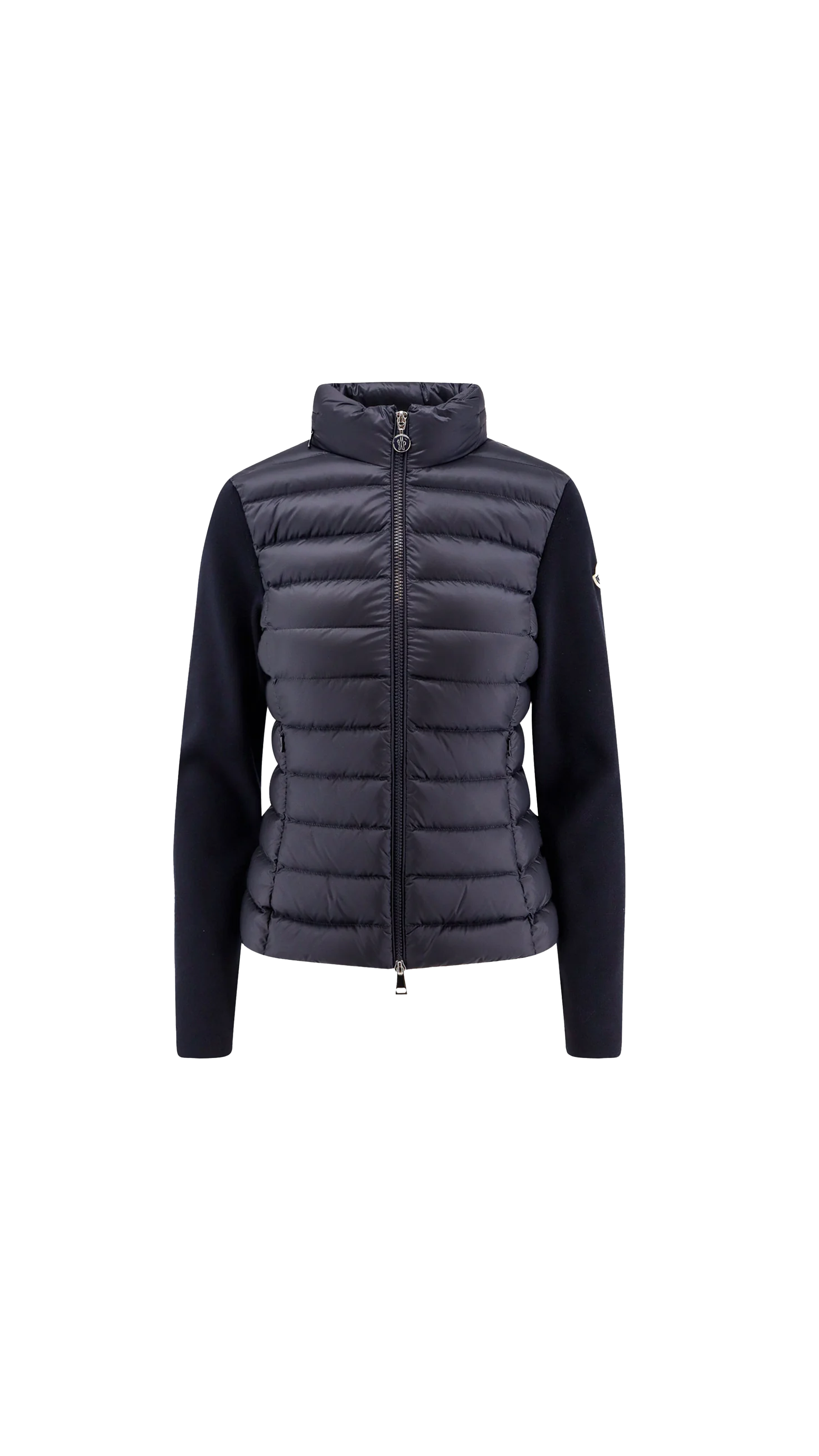 Padded Wool Zip-Up Cardigan - Navy