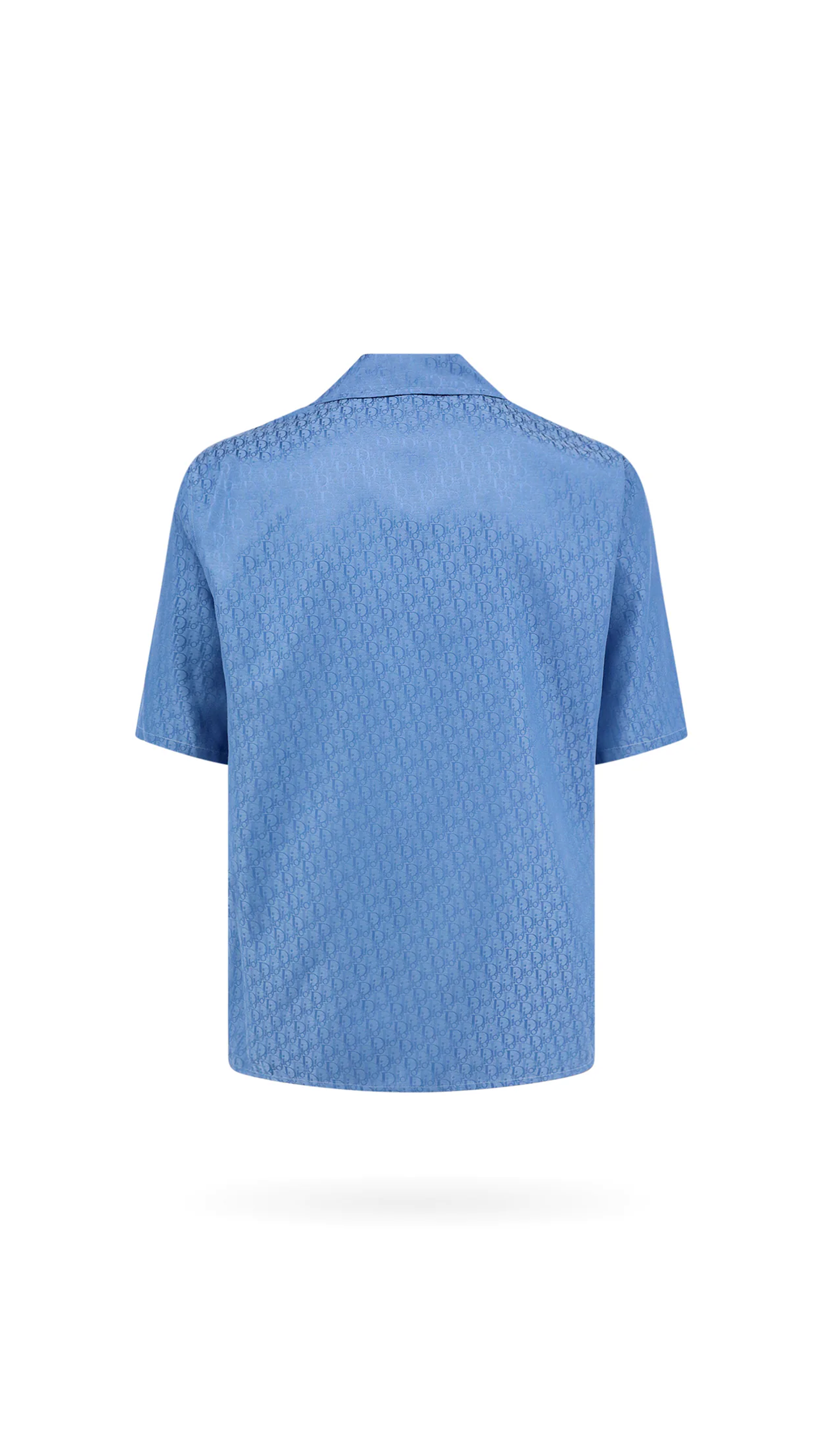 Dior Oblique Short-Sleeved Silk Shirt - Blue