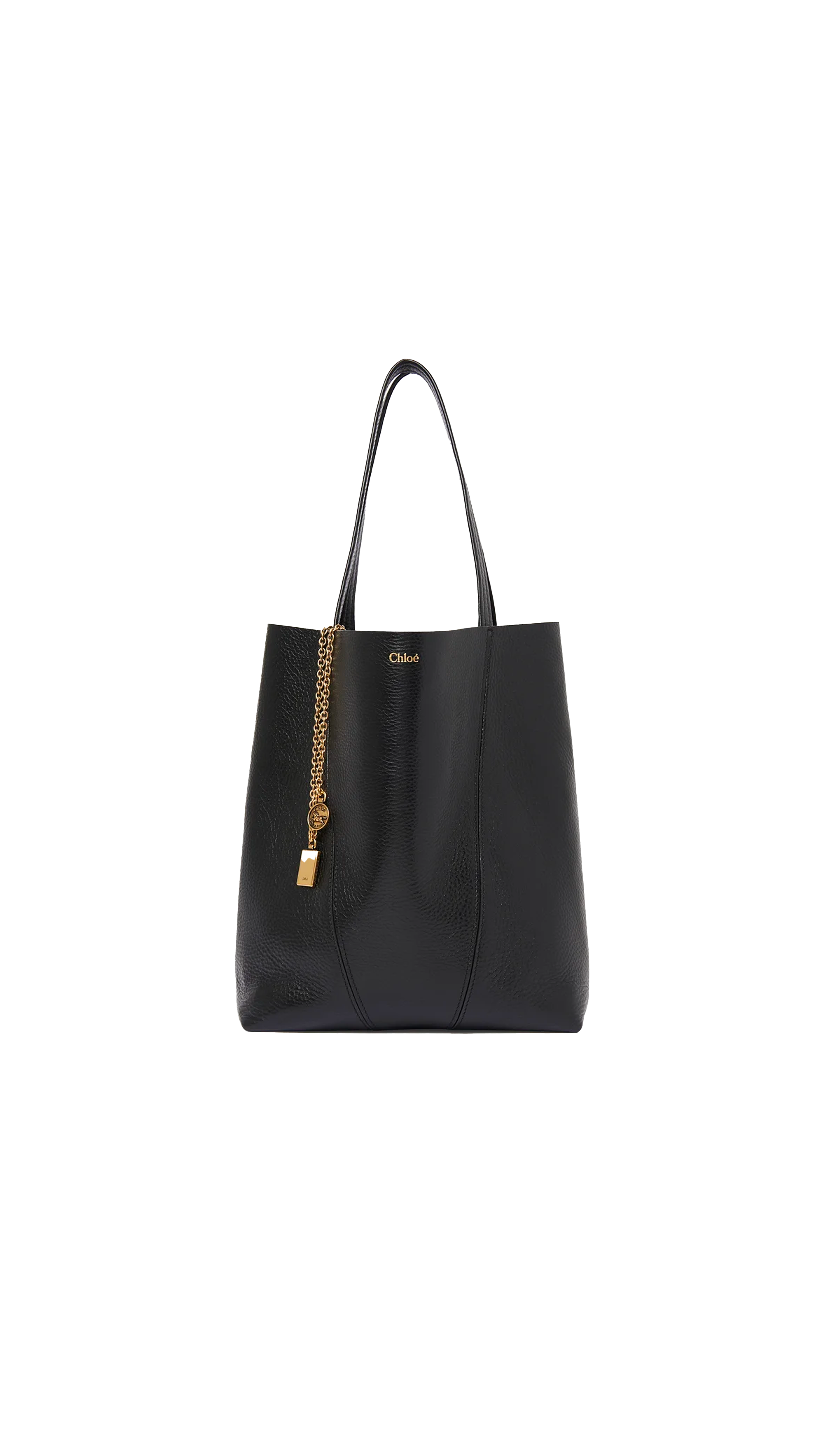 Chloé Spin Tote Bag In Grained Leather - Black