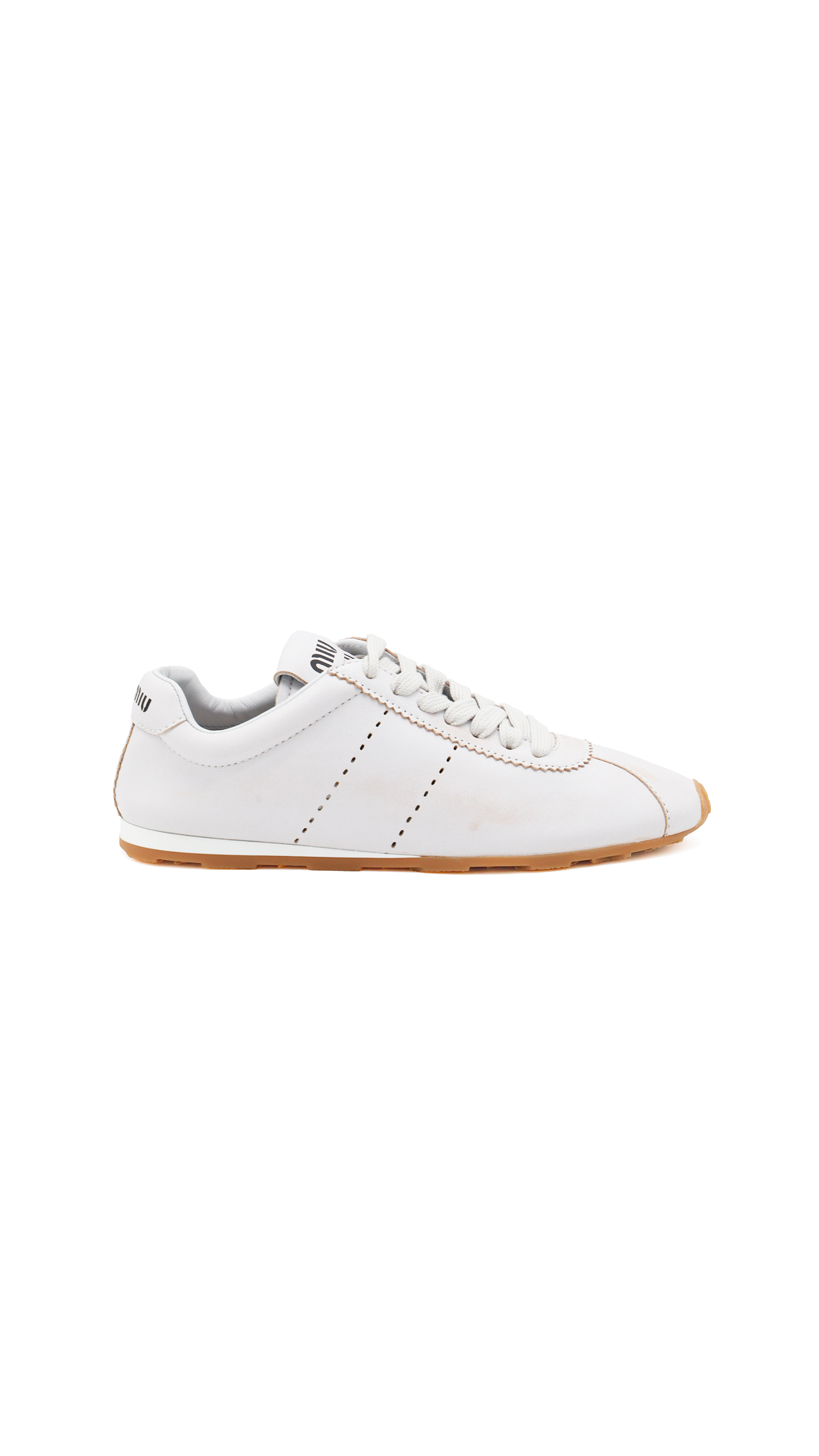 Plume Bleached Nappa Leather Sneakers - White