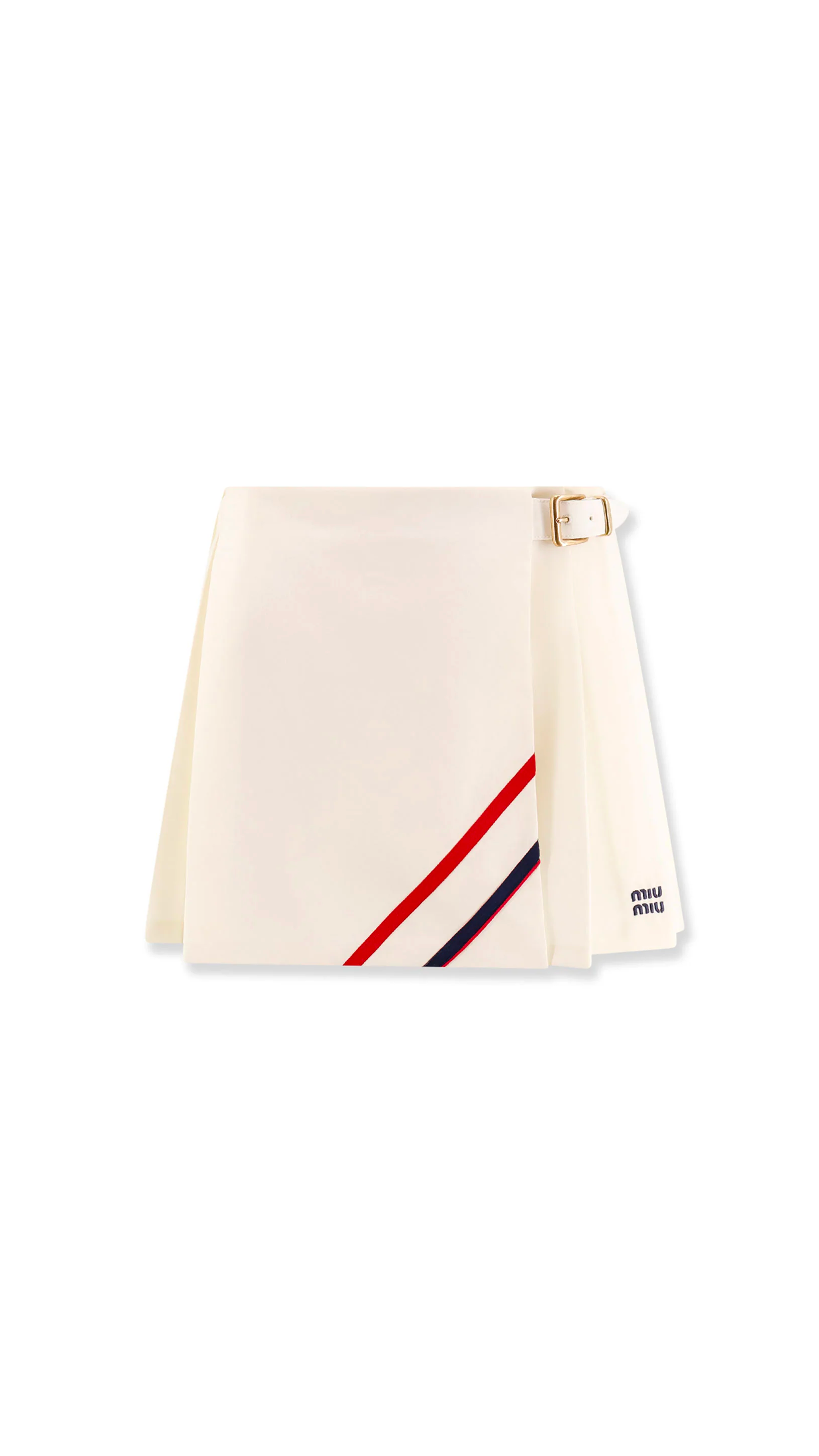 Pleated Mohair Fabric Mini-skirt - Natural