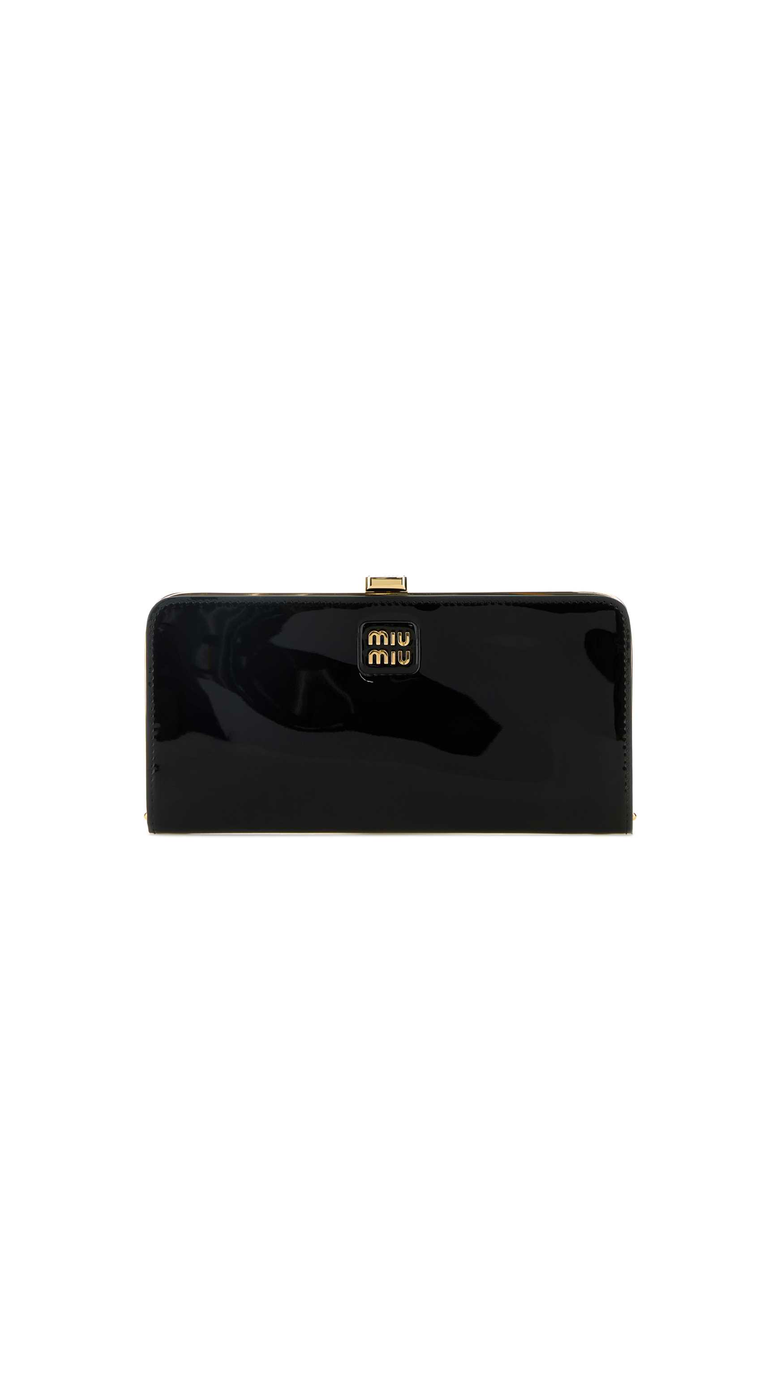 Large Patent Leather Wallet - Black