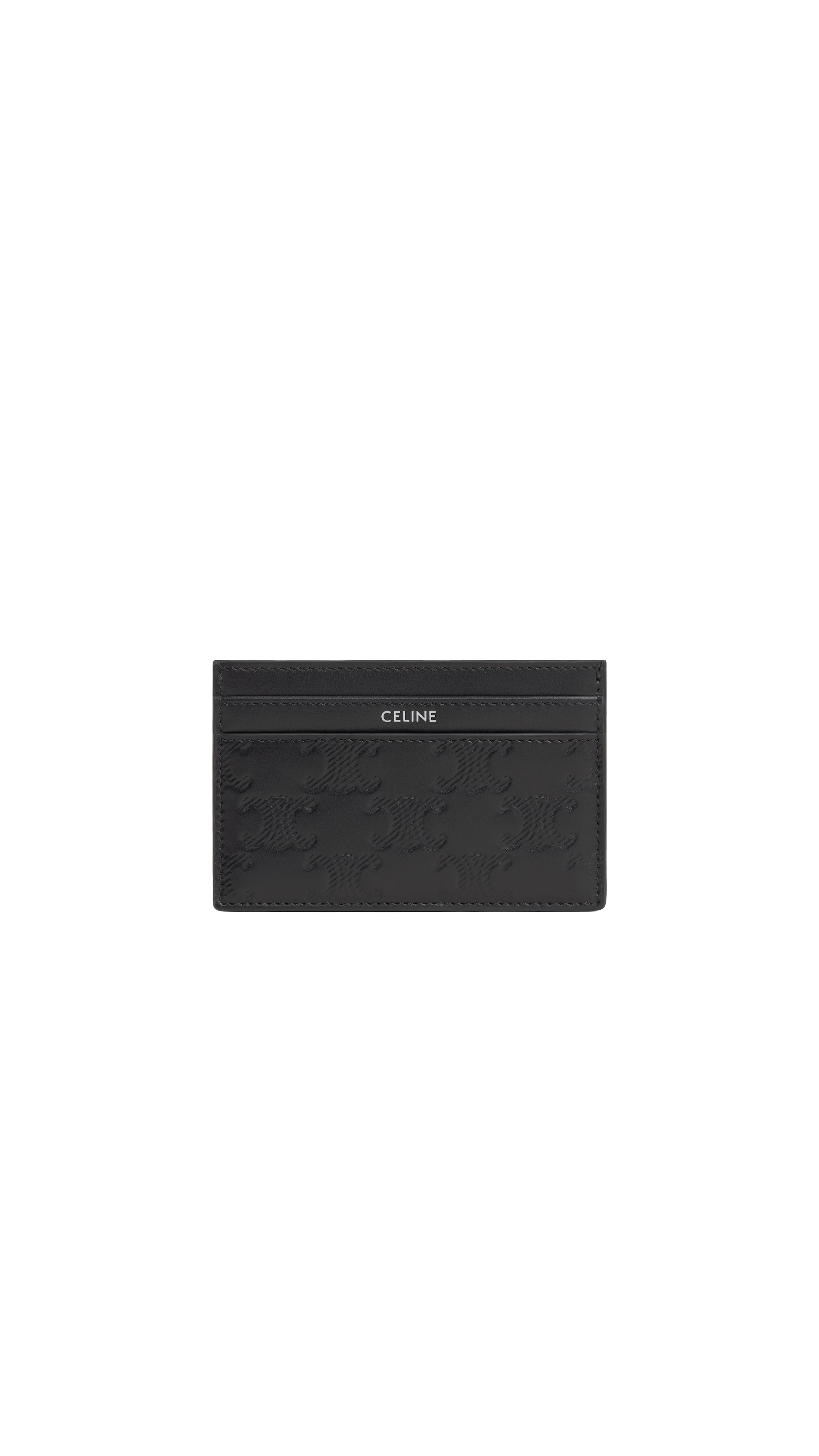 Medium Card Holder in Calfskin with Triomphe Embossed - Black