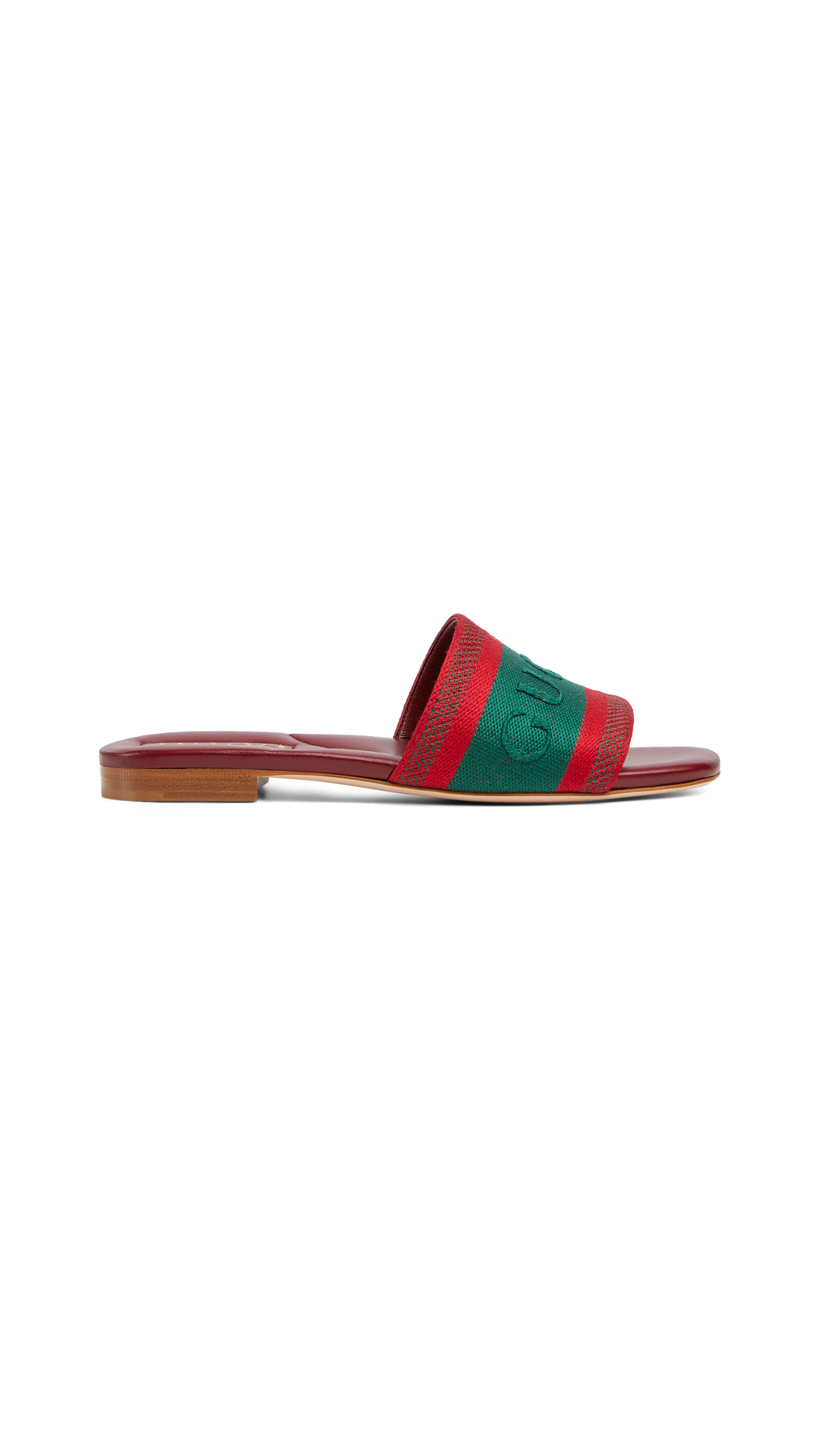 Canvas Slide Sandal with Web - Red/Green