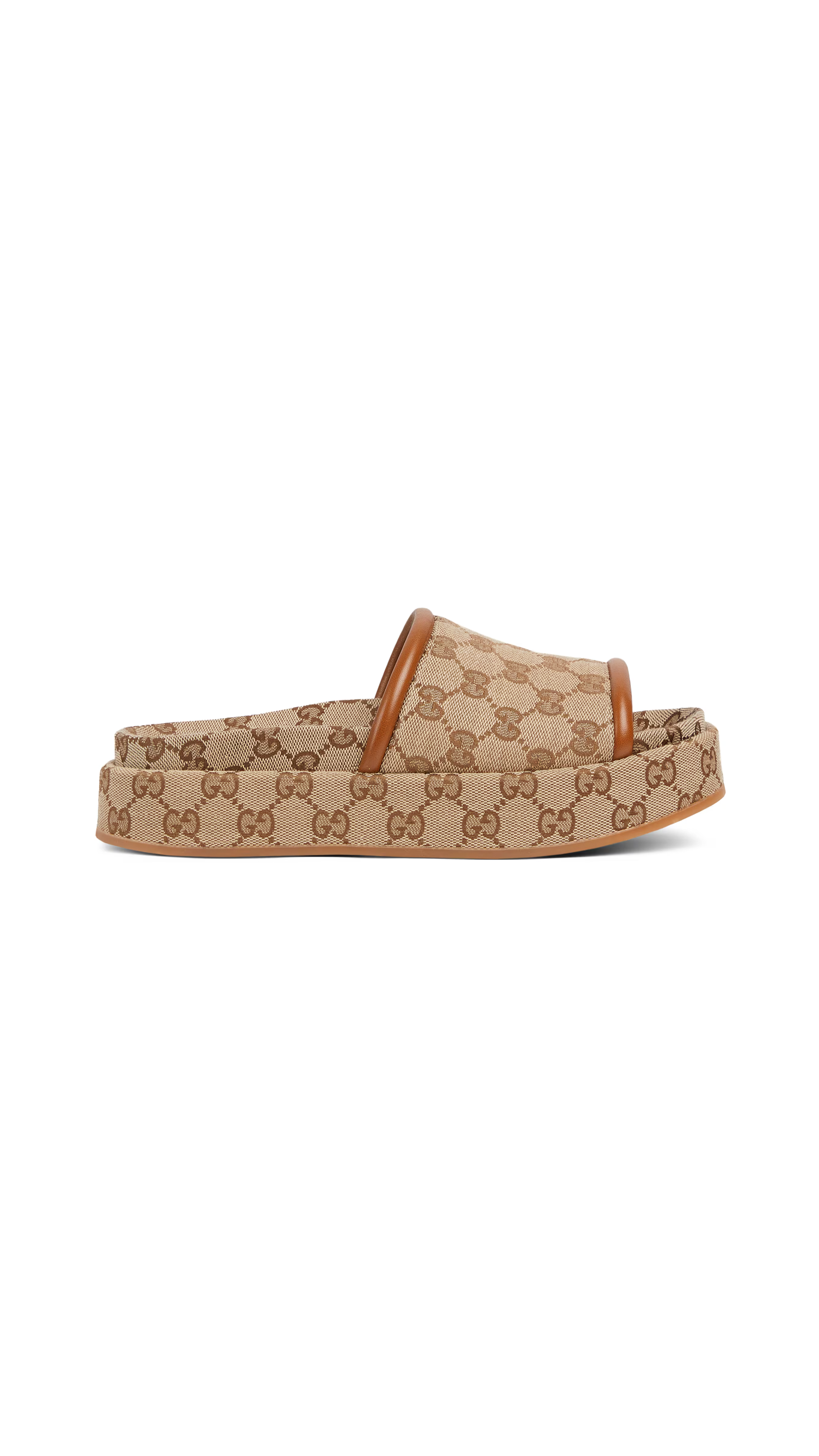 GG Platform Sandal - Beige/Brown