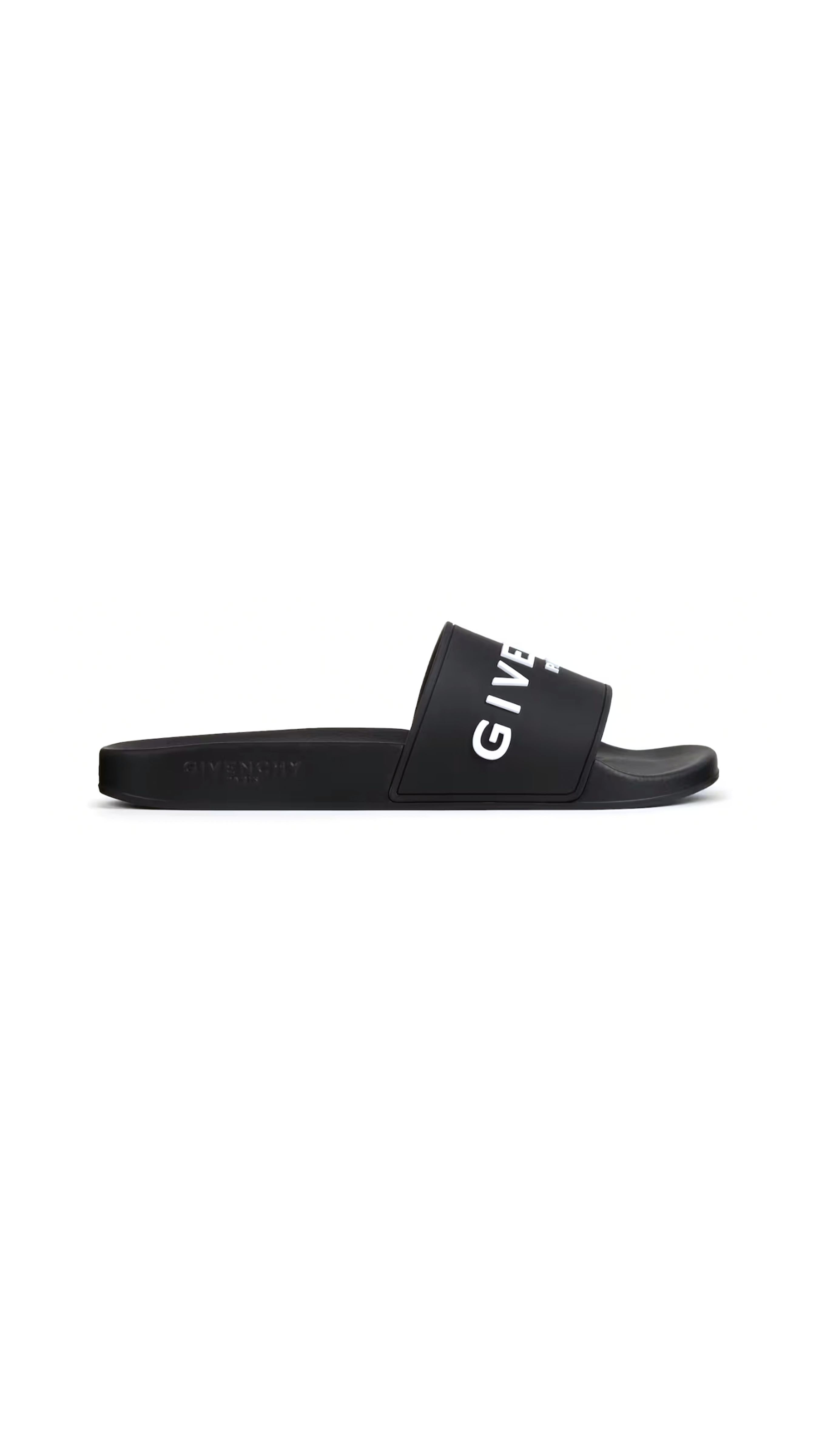 Slide Flat Sandals in Rubber - Black