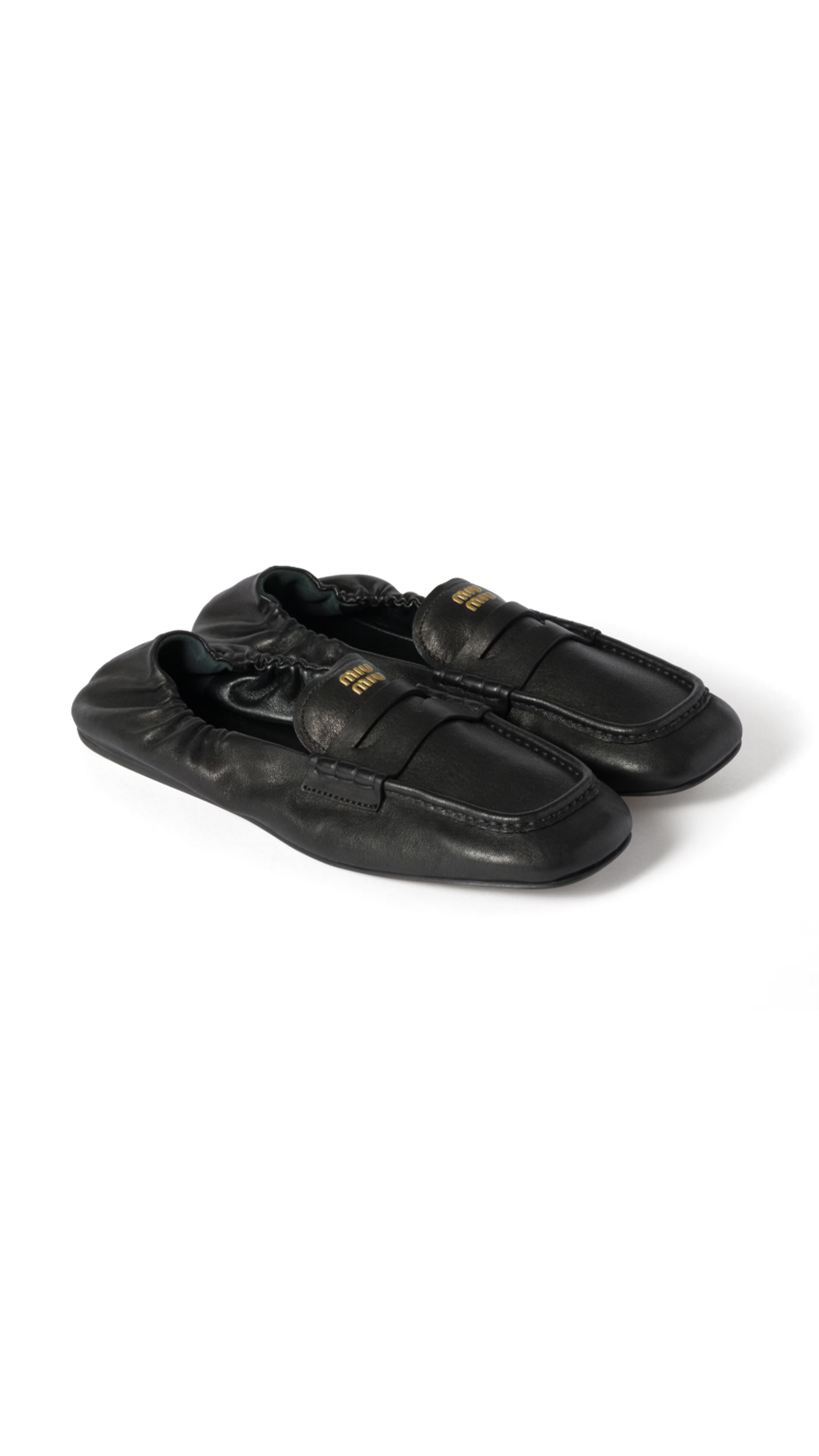 Ruches Nappa Leather Loafers - Black