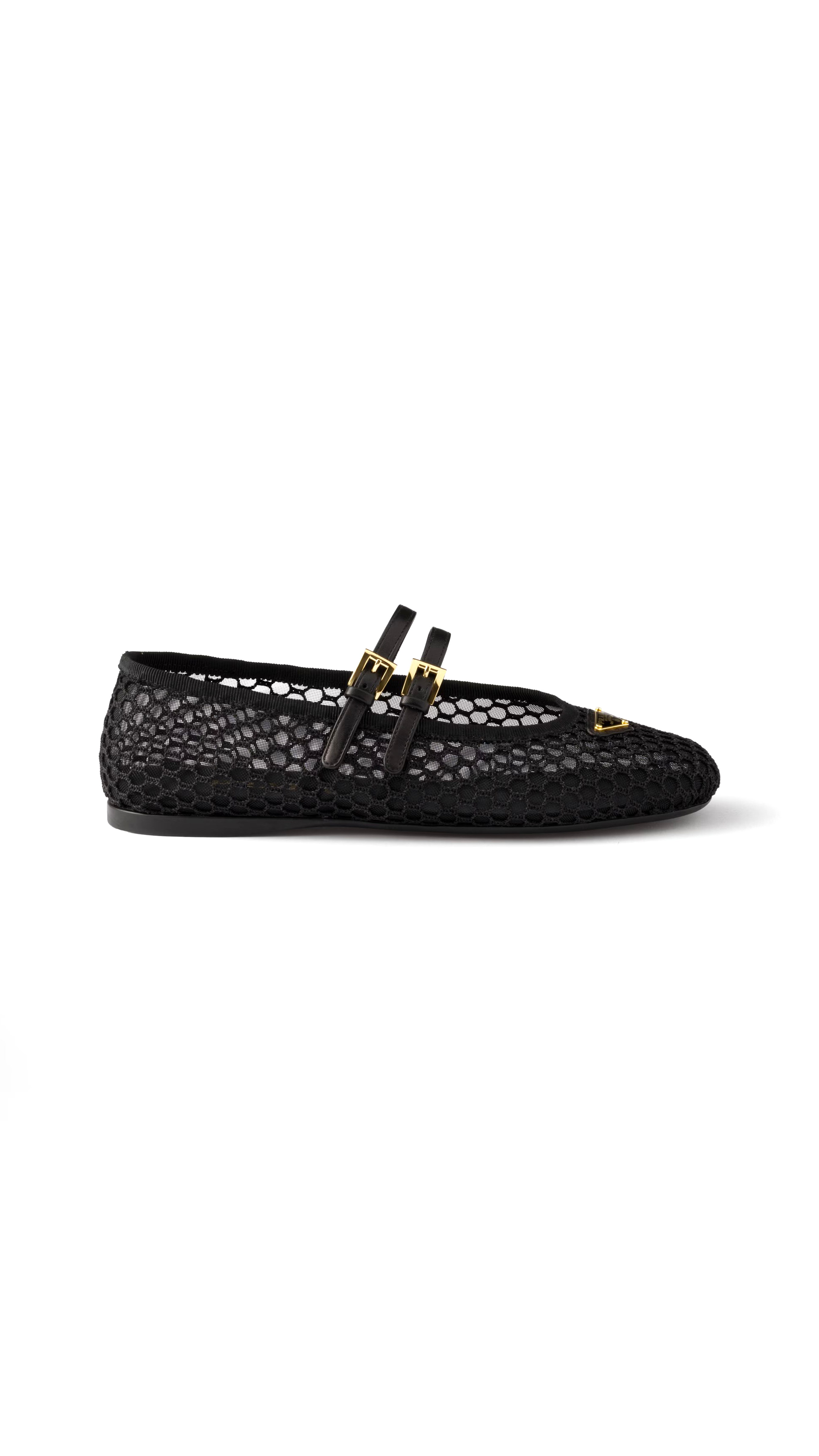 Mesh Fabric Ballerinas - Black