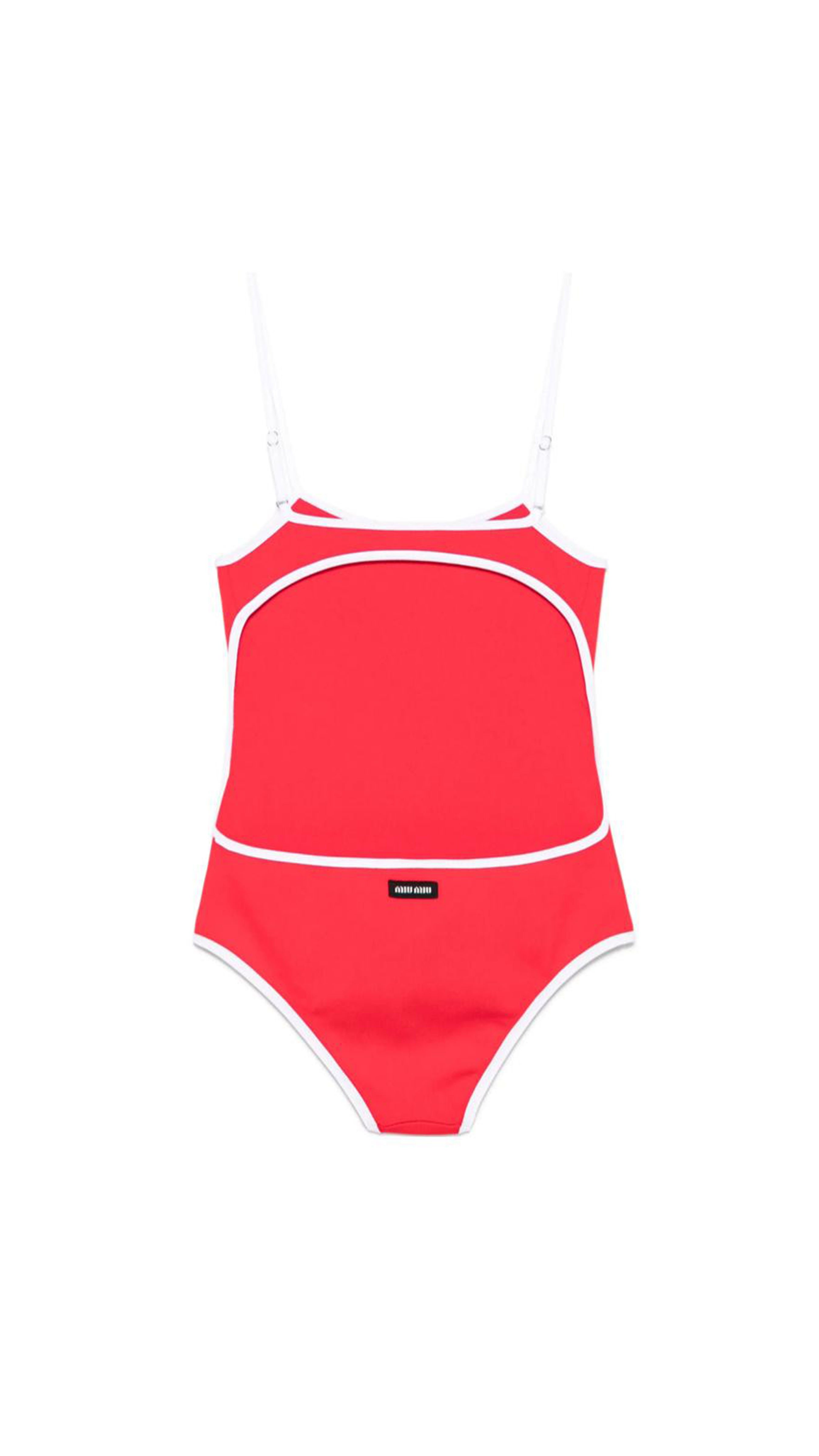 Technical Knit Swimsuit - Red/White