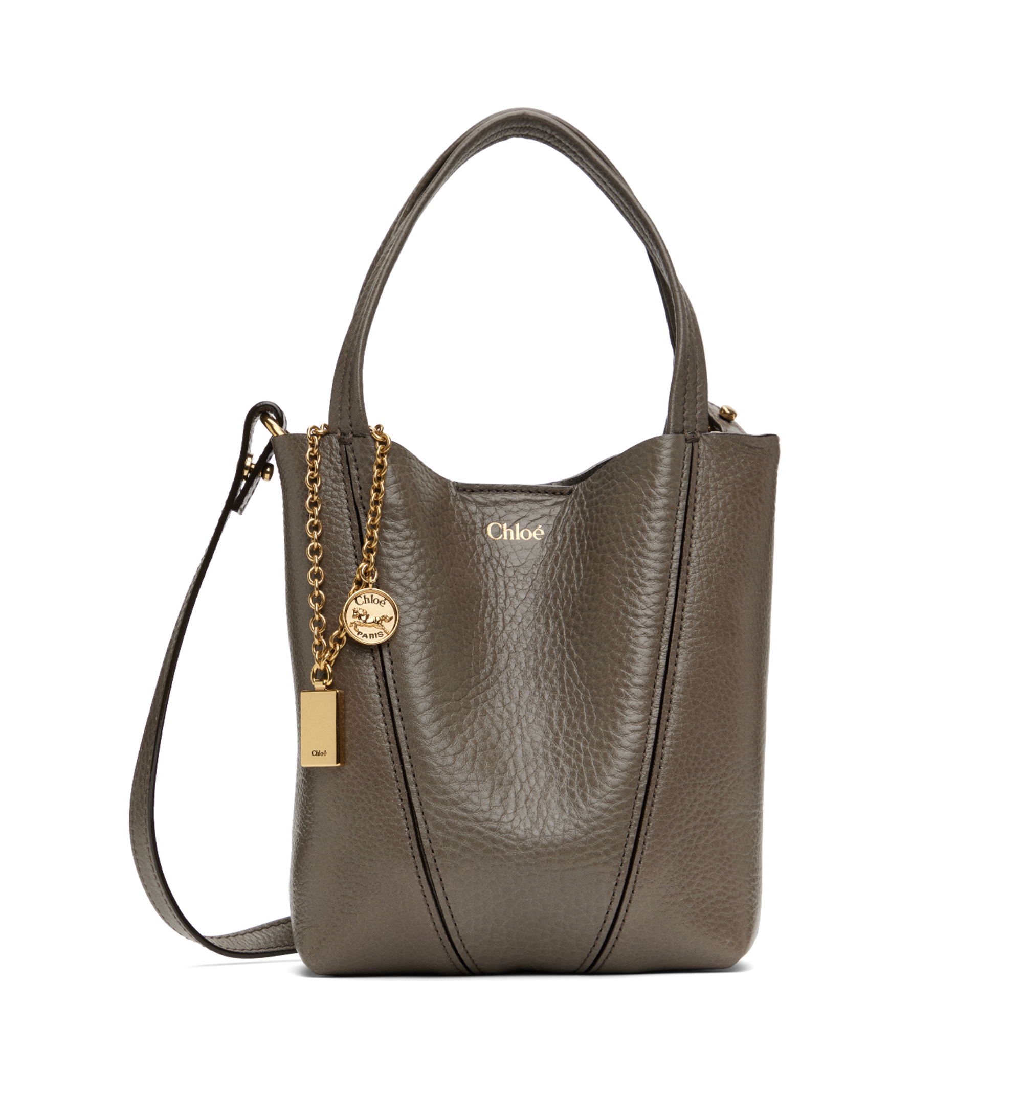 Small Chloé Spin Tote Bag in Grained Leather