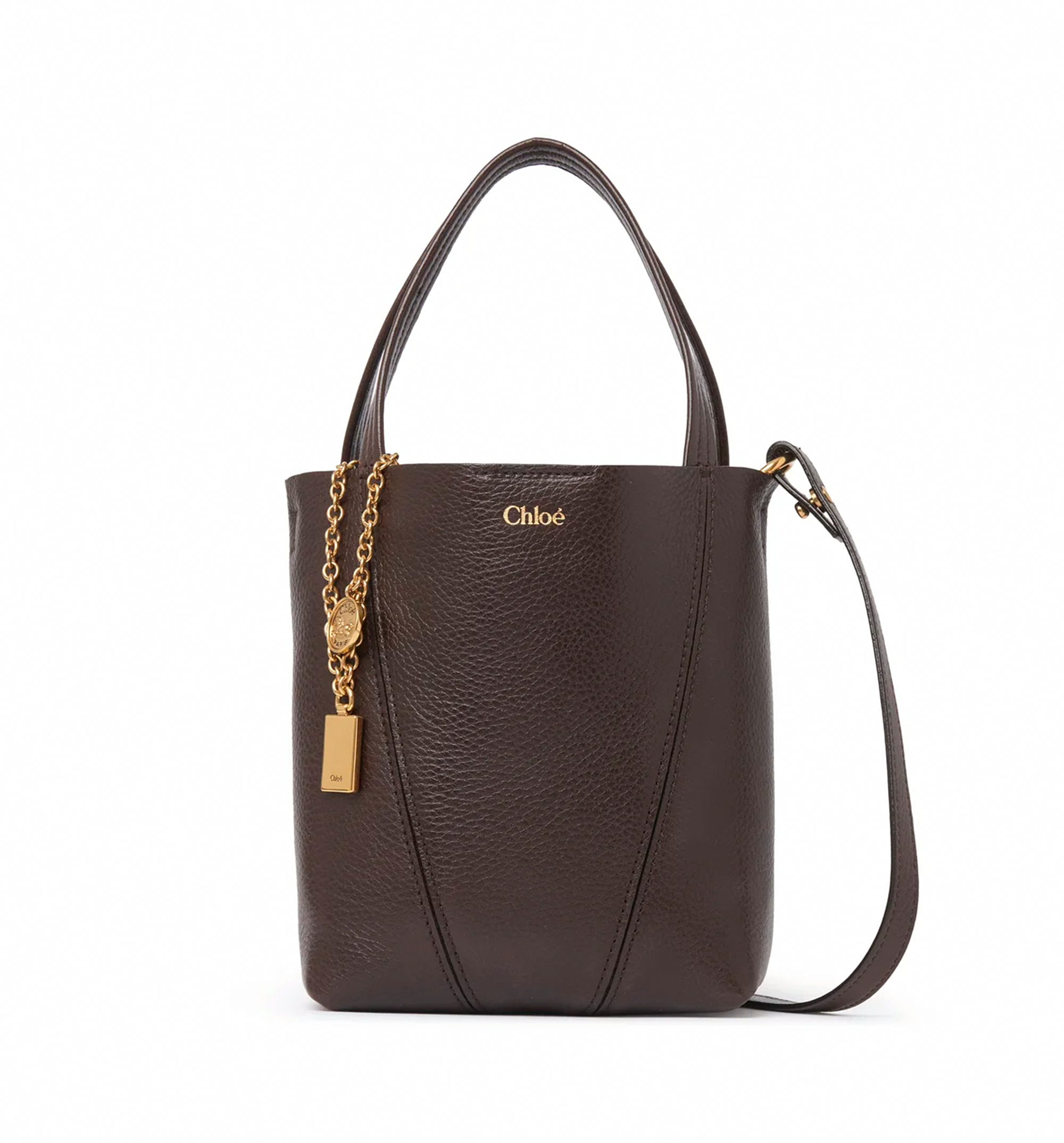 Small Chloé Spin Tote Bag in Grained Leather