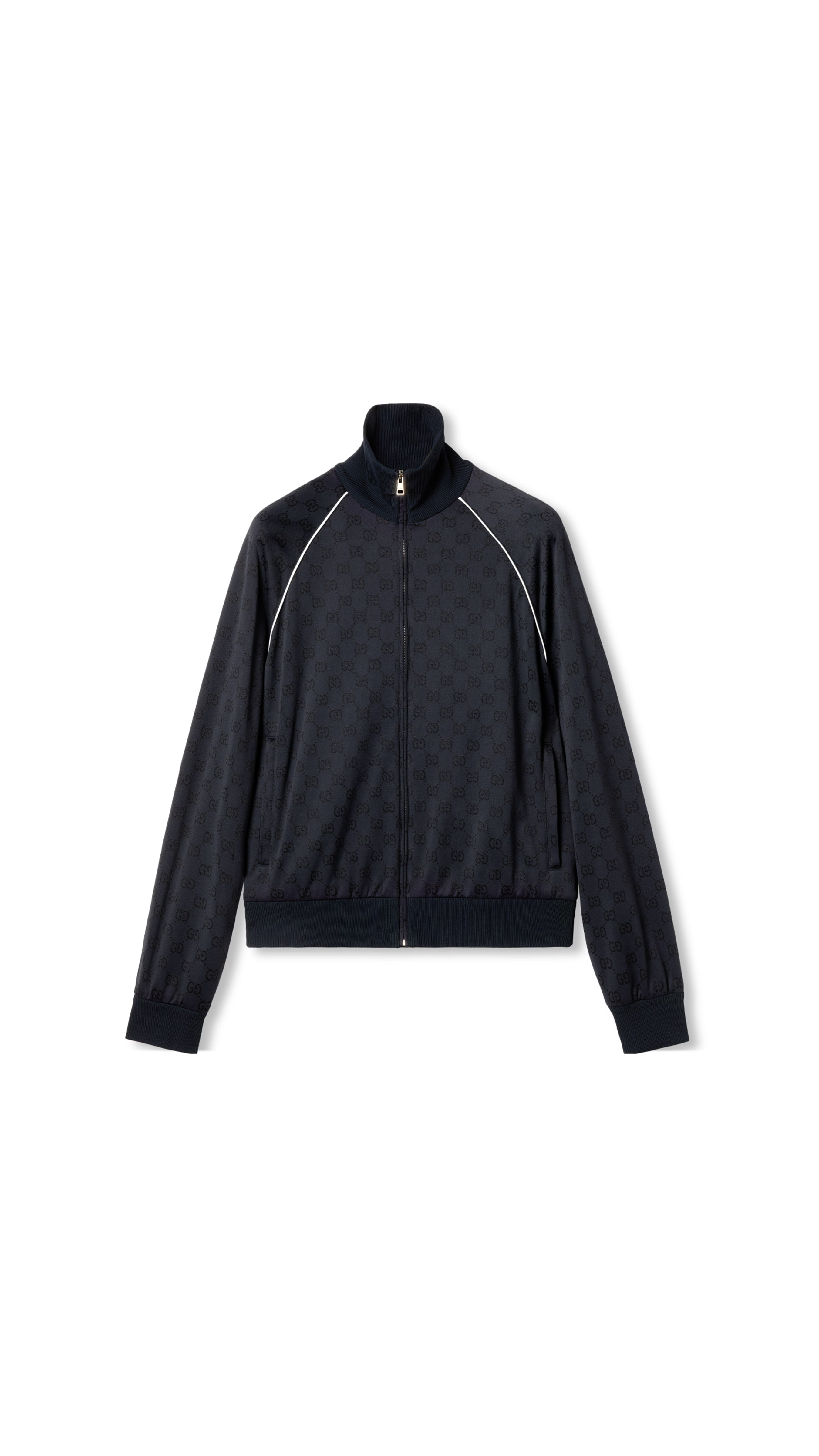 GG Nylon and Jersey Zip Jacket - Navy