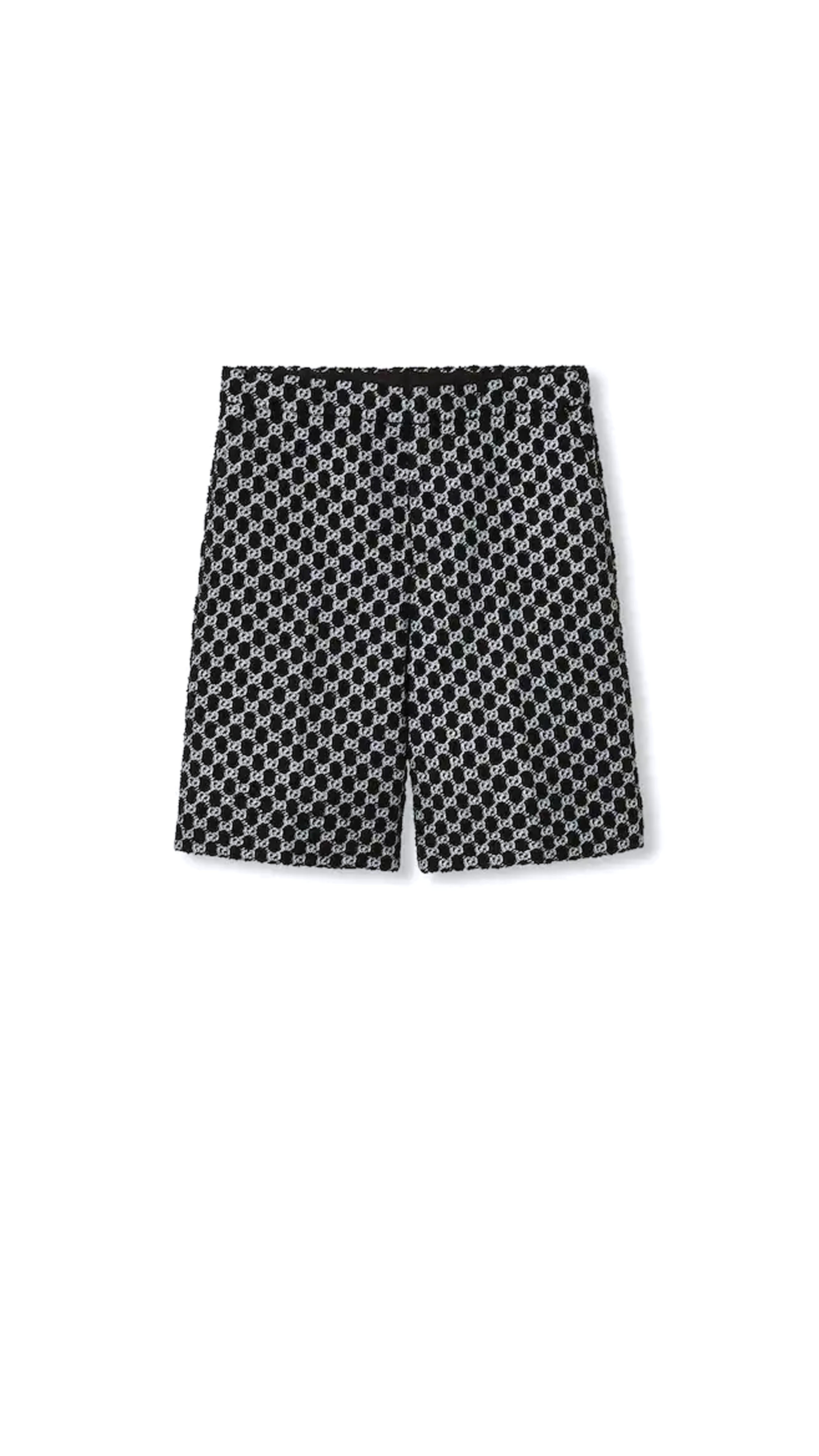 GG Lamé Wool Blend Shorts - Black/Silver