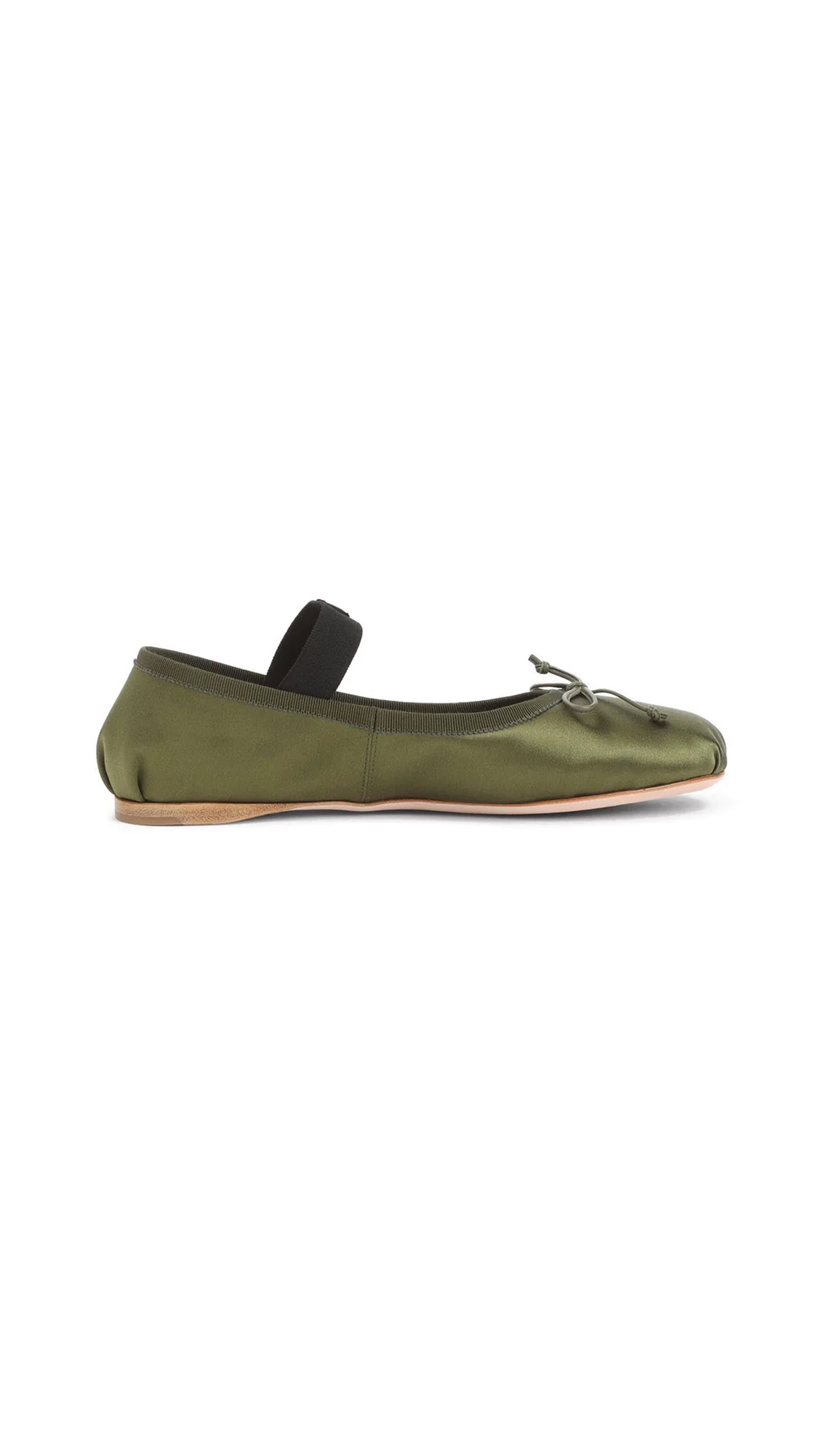 Satin Ballerinas - Olive Green